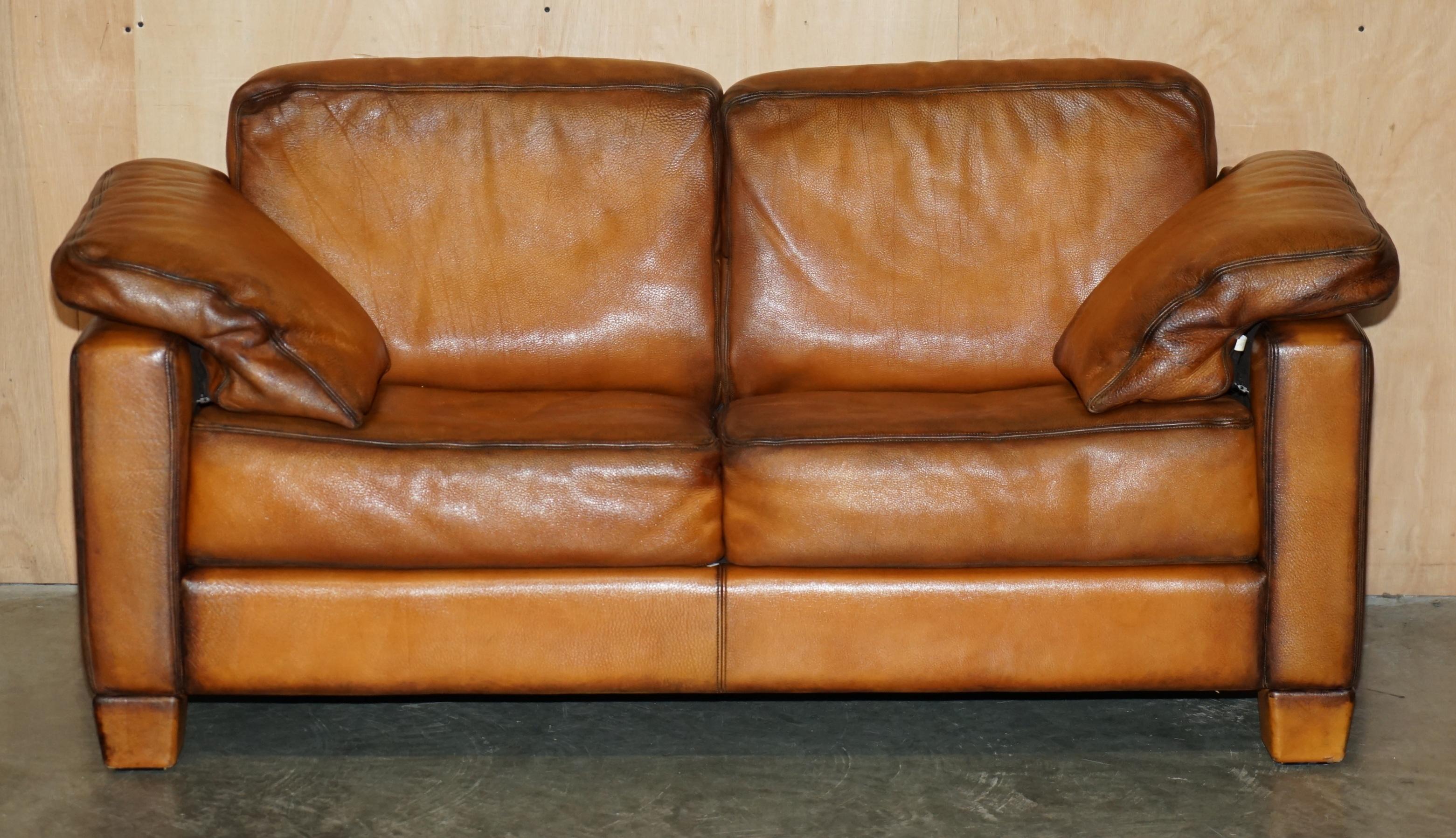 Fait main RESTORED DE SEDE DS17 BROWN BUFFALO NECK LEATHER TWO SEAT SOFA PART OF SUiTE en vente