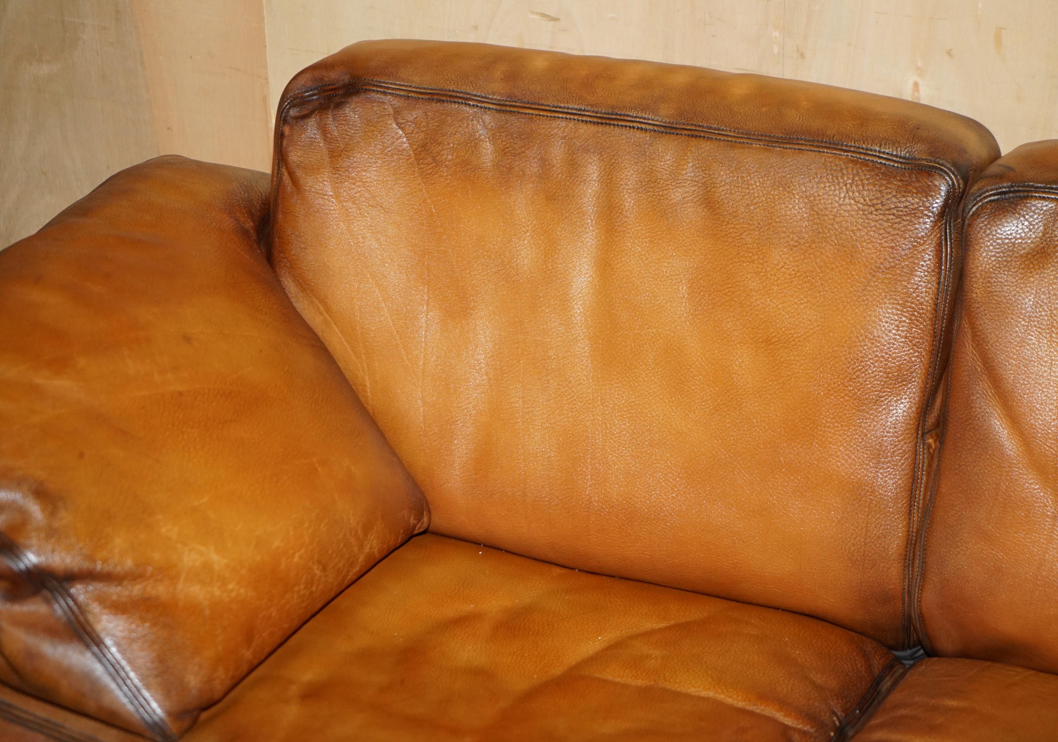 RESTORED DE SEDE DS17 BROWN BUFFALO NECK LEATHER TWO SEAT SOFA PART OF SUiTE Bon état - En vente à West Sussex, Pulborough