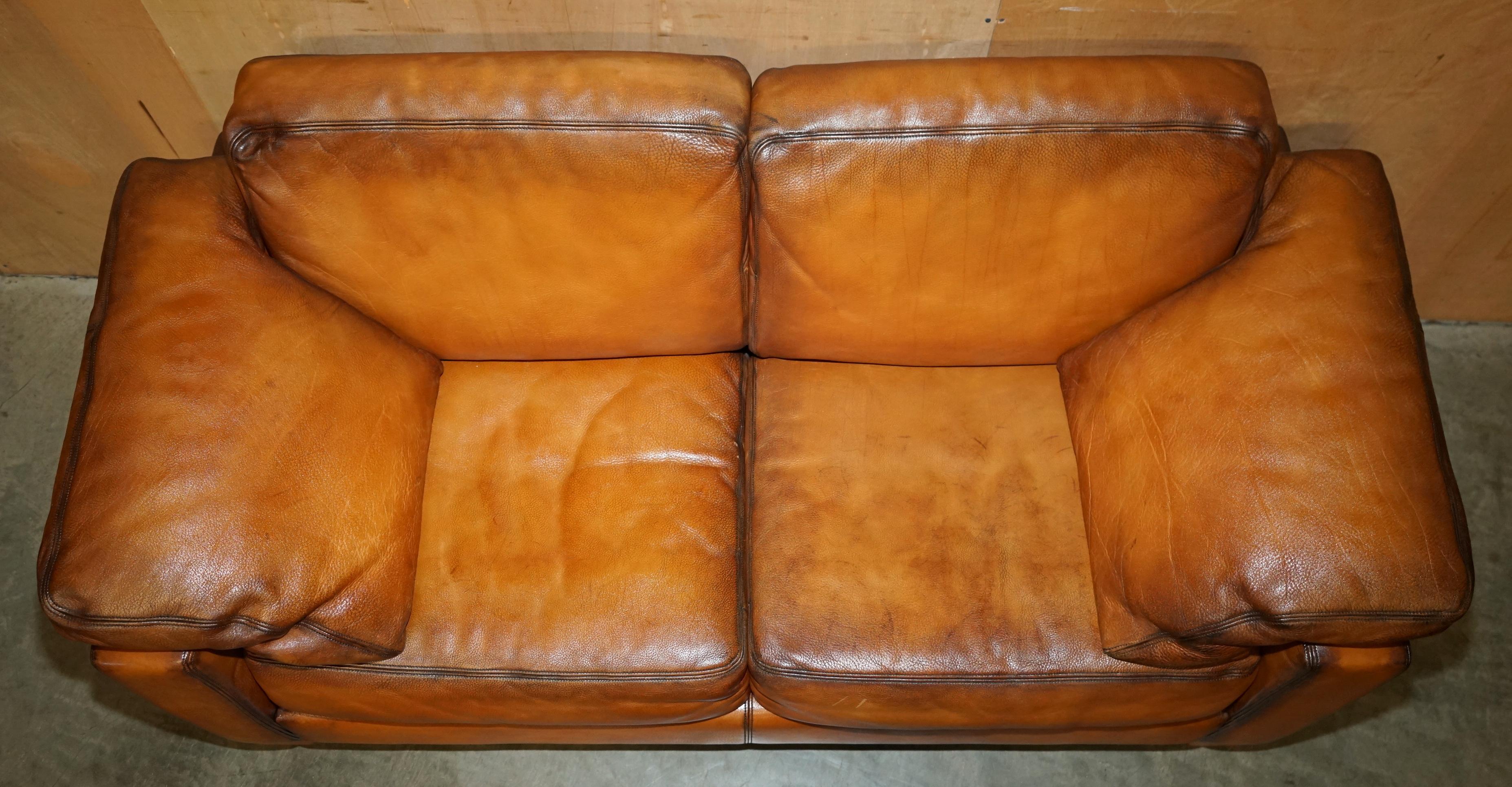 RESTORED DE SEDE DS17 BROWN BUFFALO NECK LEATHER TWO SEAT SOFA PART OF SUiTE en vente 1