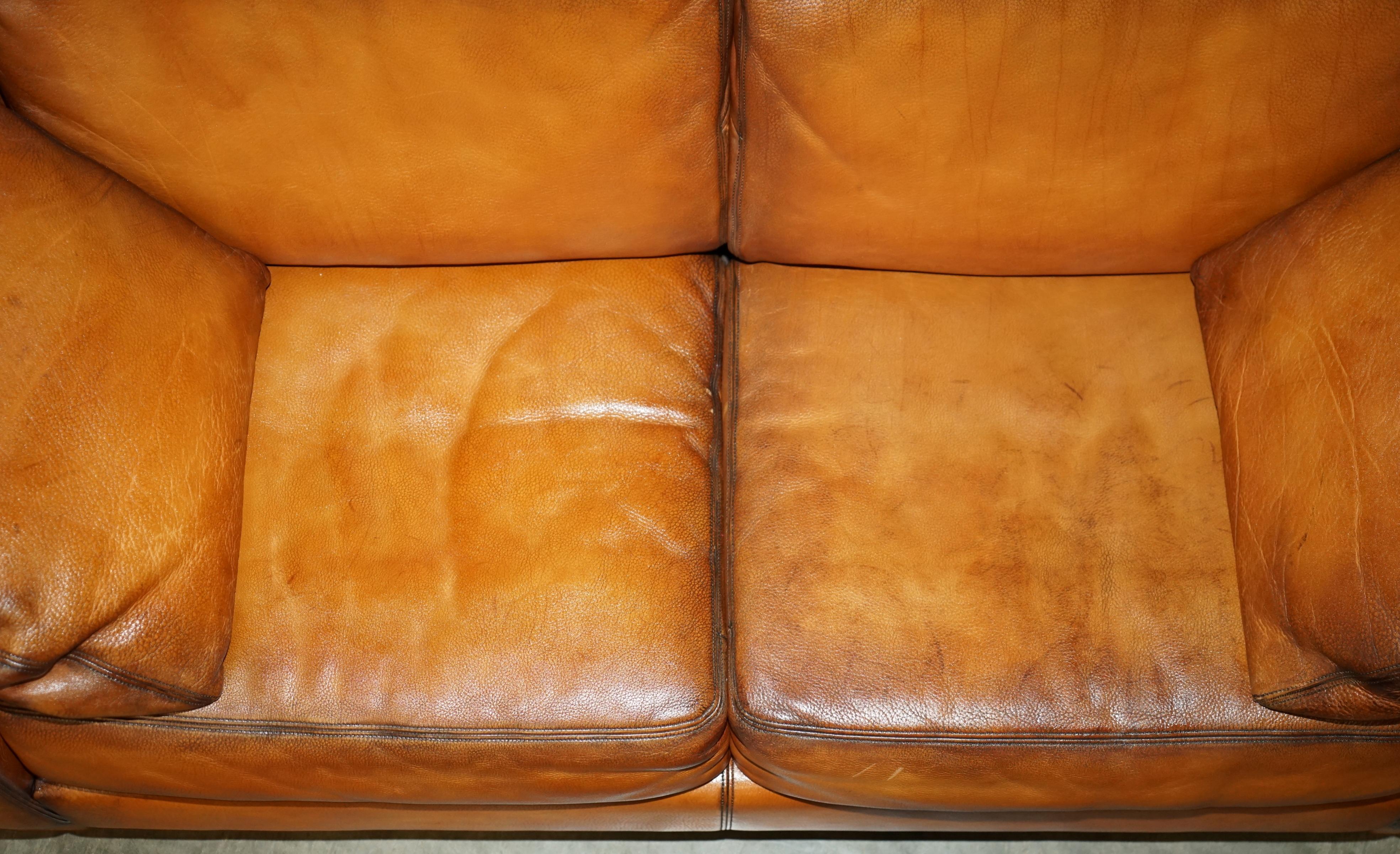 RESTORED DE SEDE DS17 BROWN BUFFALO NECK LEATHER TWO SEAT SOFA PART OF SUiTE en vente 2