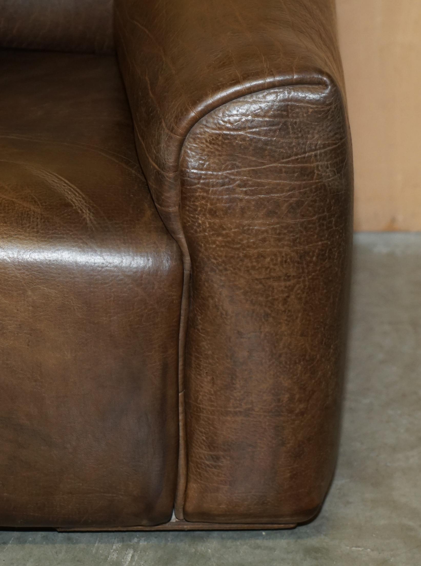 RESTORED DE SEDE DS47 RECLINING BROWN BUFFALO NECK LEATHER SOFA PART OF A SUiTE For Sale 2