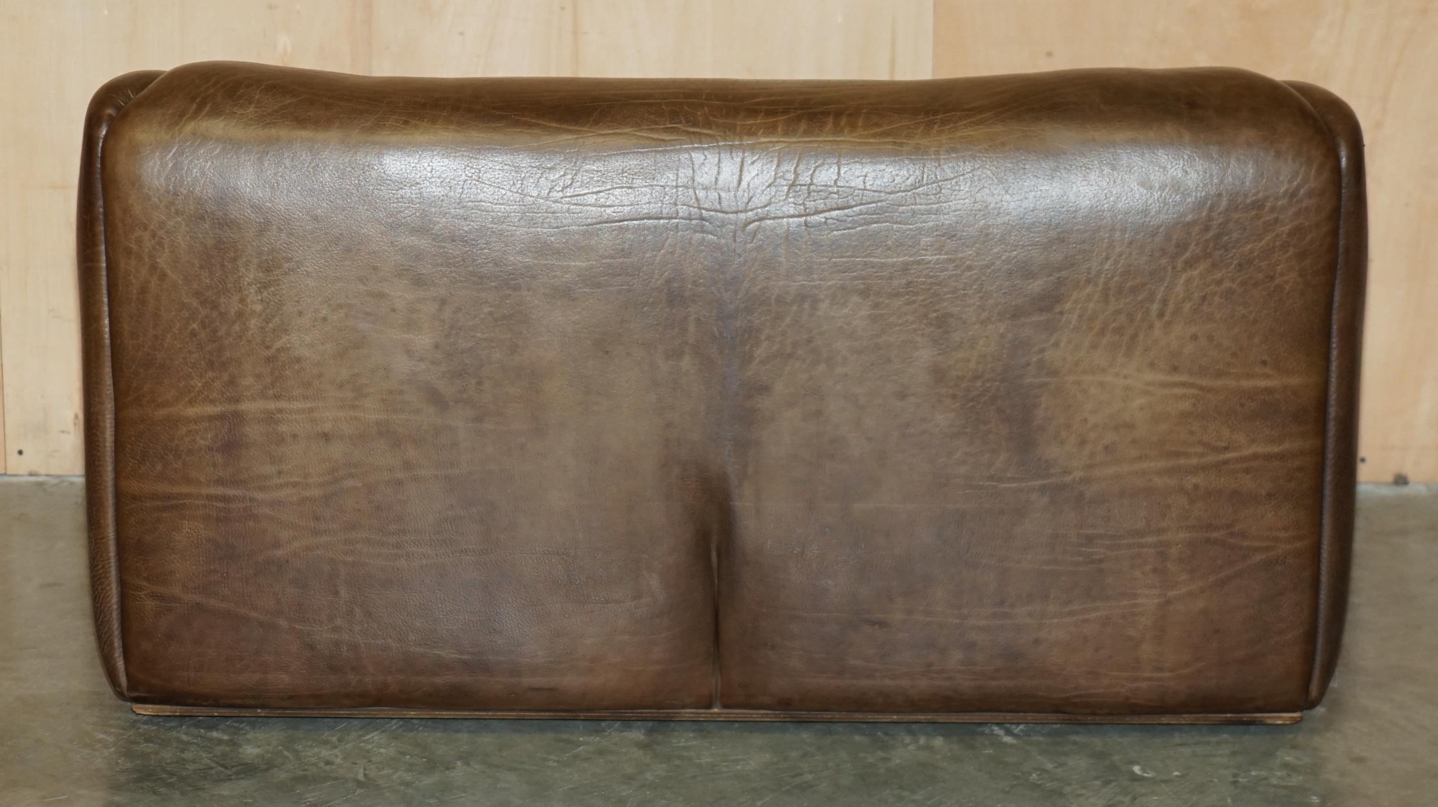 RESTORED DE SEDE DS47 RECLINING BROWN BUFFALO NECK LEATHER SOFA PART OF A SUiTE For Sale 4