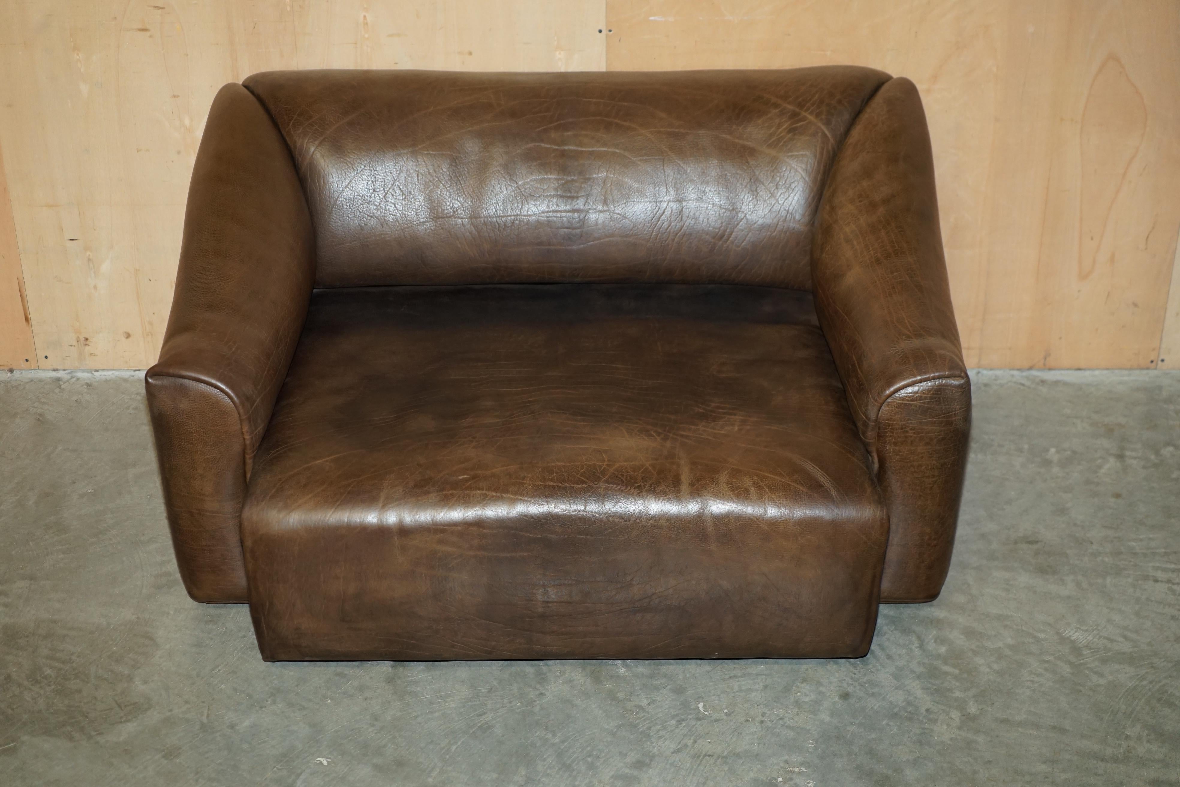 RESTORED DE SEDE DS47 RECLINING BROWN BUFFALO NECK LEATHER SOFA PART OF A SUiTE For Sale 7