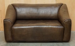 RESTORED DE SEDE DS47 RECLINING BROWN BUFFALO NECK LEATHER SOFA PART OF A SUiTE