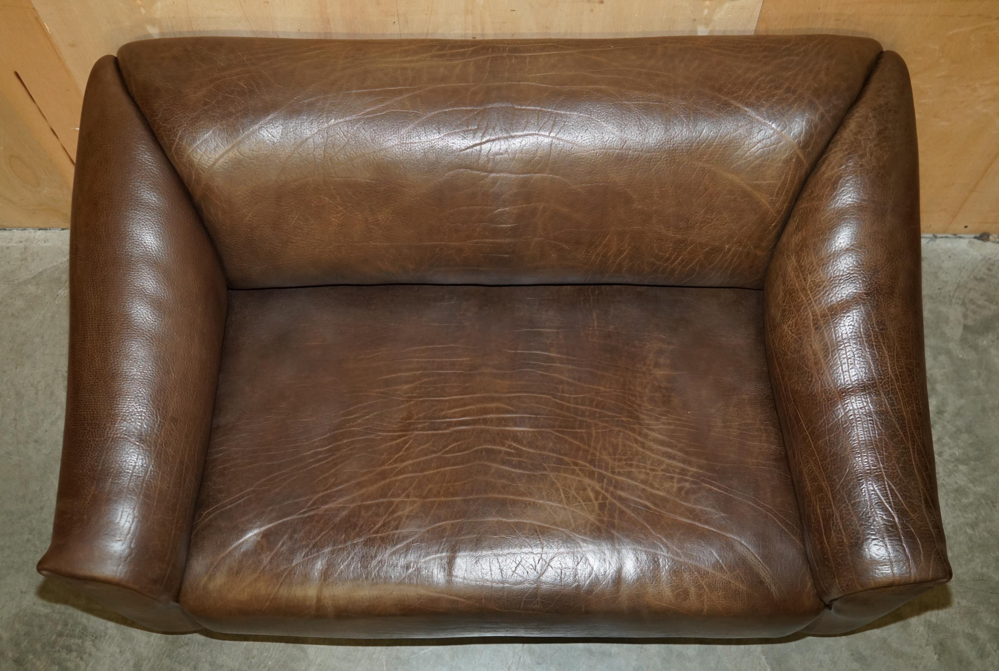 Mid-Century Modern RESTORED DE SEDE DS47 RECLINING BROWN BUFFALO NECK LEATHER SOFA PART OF A SUiTE For Sale