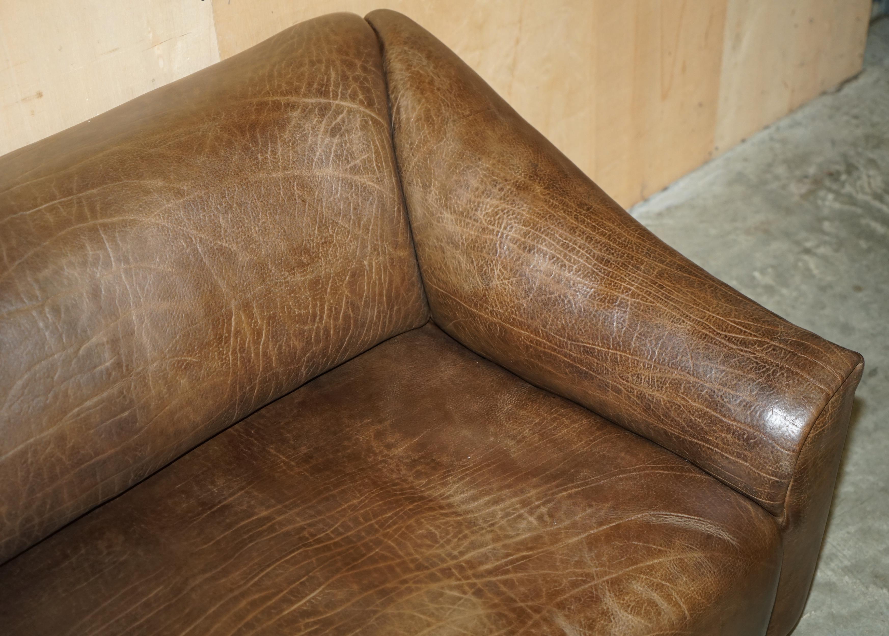 Swiss RESTORED DE SEDE DS47 RECLINING BROWN BUFFALO NECK LEATHER SOFA PART OF A SUiTE For Sale