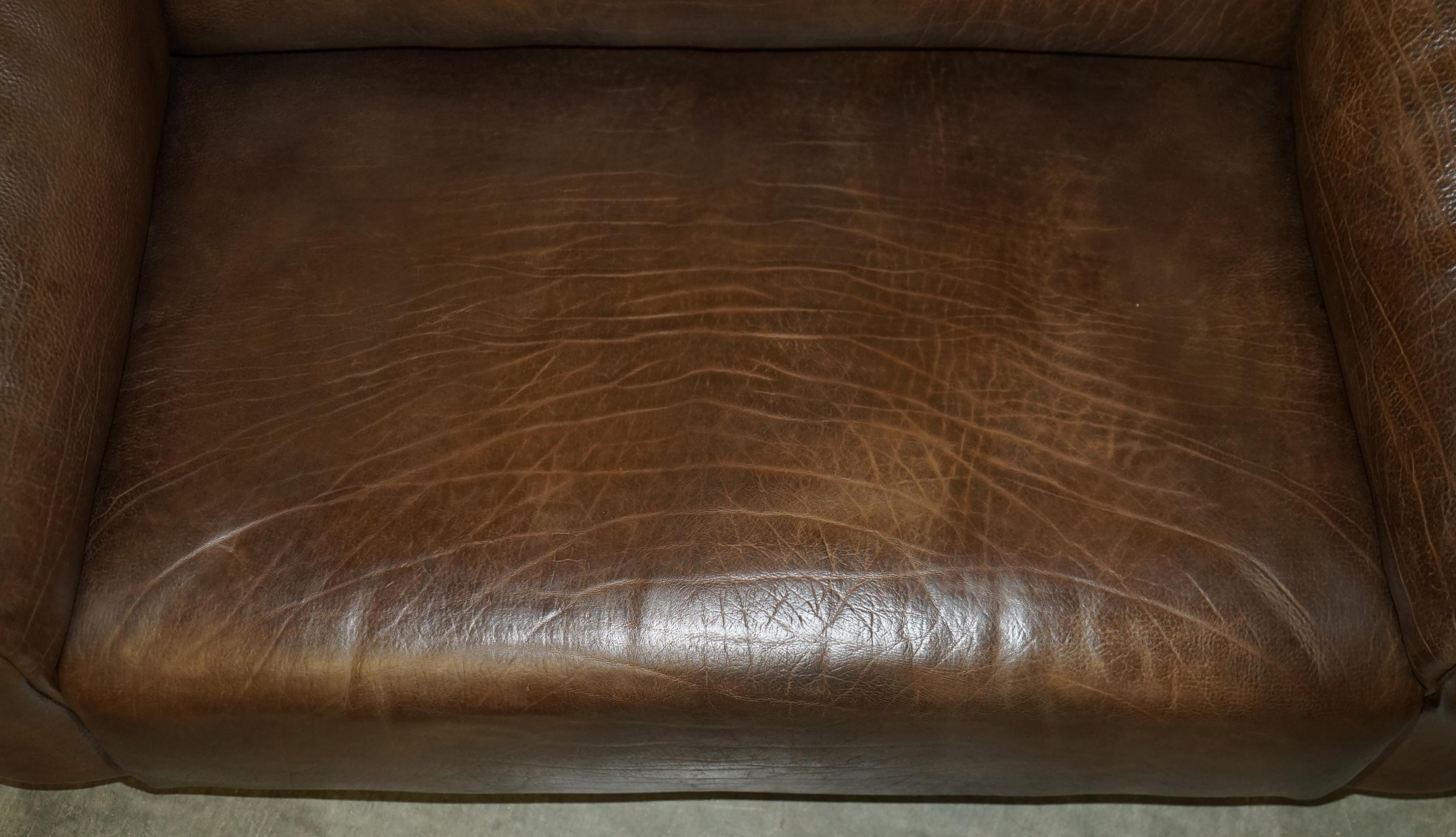 RESTORED DE SEDE DS47 RECLINING BROWN BUFFALO NECK LEATHER SOFA PART OF A SUiTE In Good Condition For Sale In West Sussex, Pulborough