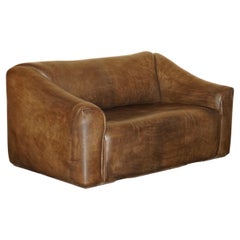 RESTORED DE SEDE DS47 RECLINING BROWN BUFFALO NECK LEATHER SOFA PART OF A SUiTE