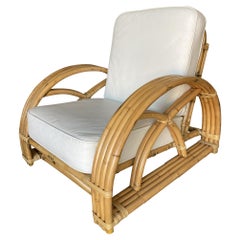 Restored Deluxe Criss Cross Four-Strand "Half Moon" Rattan 4-Strand Lounge Chair