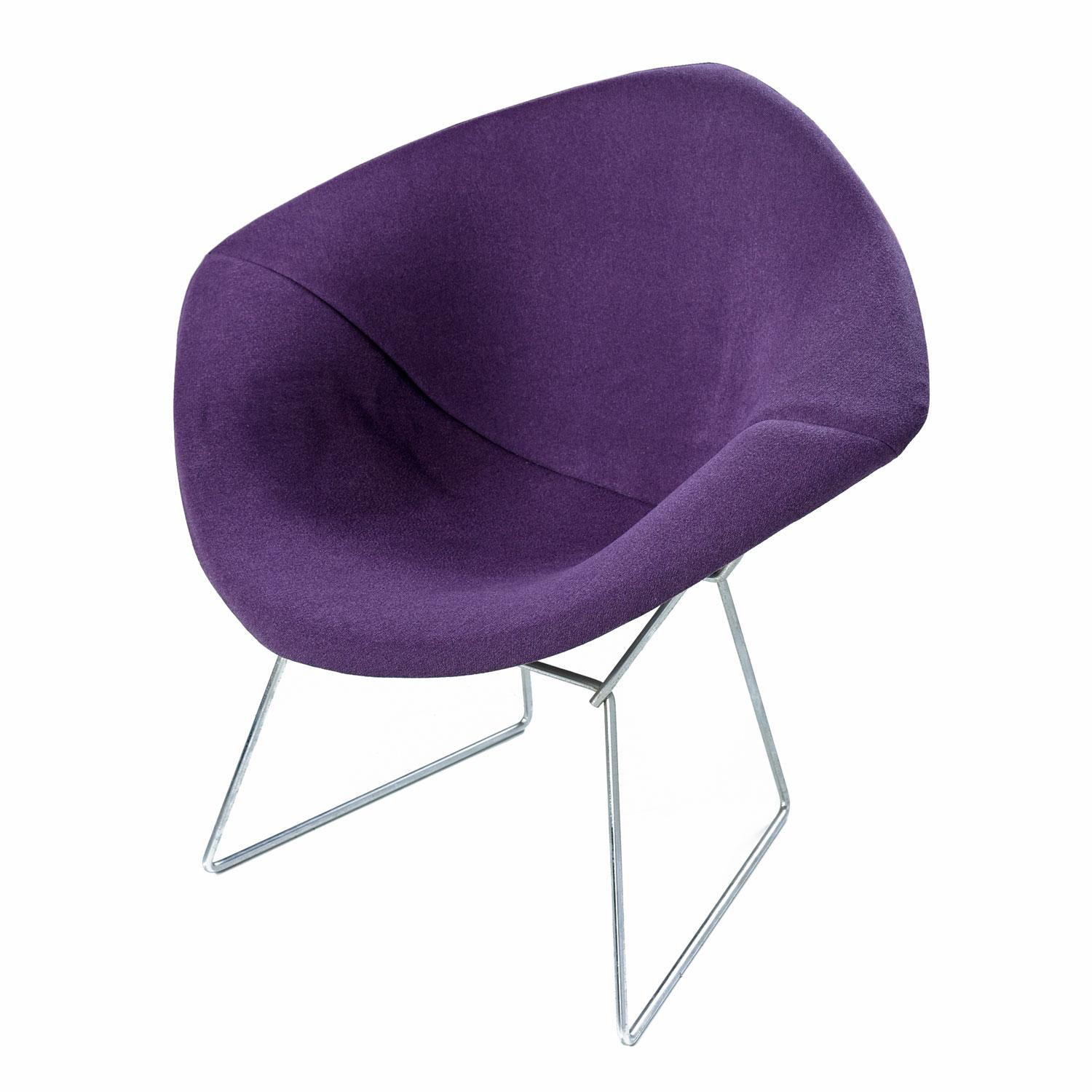 Mid-Century Modern Diamond Chair by Harry Bertoia for Knoll, Full Cover Plum Knoll Tweed For Sale
