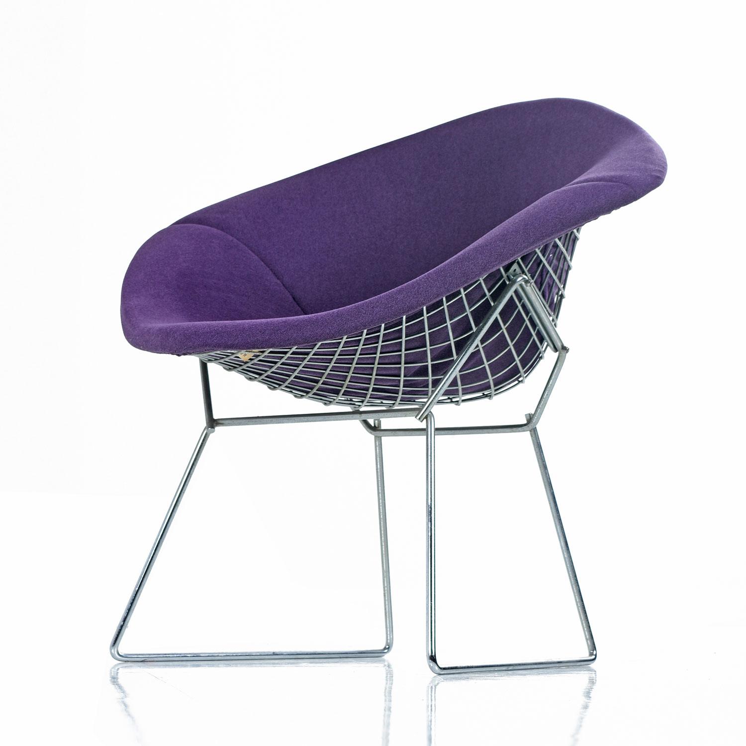 Diamond Chair by Harry Bertoia for Knoll, Full Cover Plum Knoll Tweed