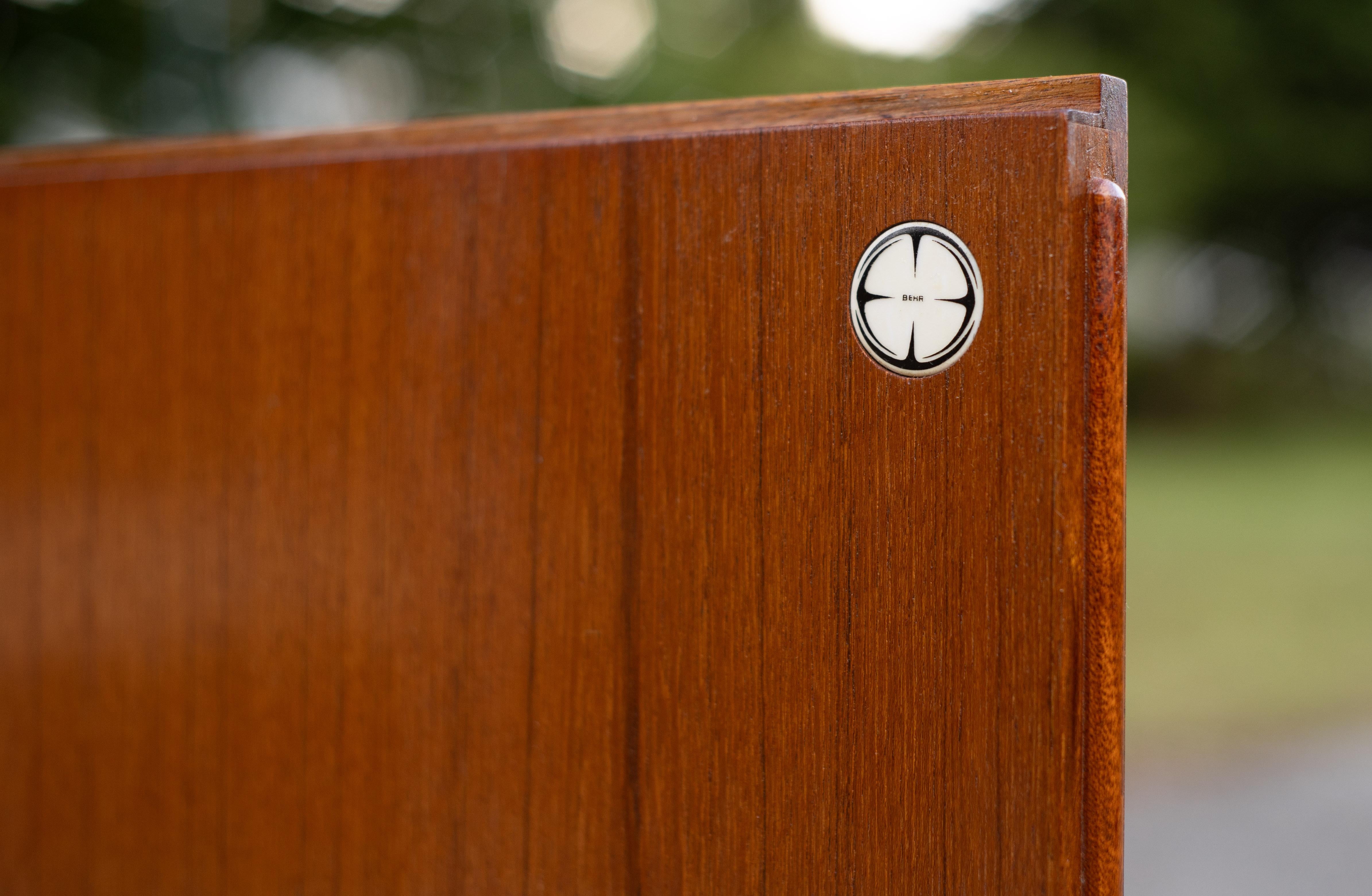 Restored Dieter Waeckerlin Behr Mobel Model B40 Steel & Teak Sideboard Cabinet For Sale 7