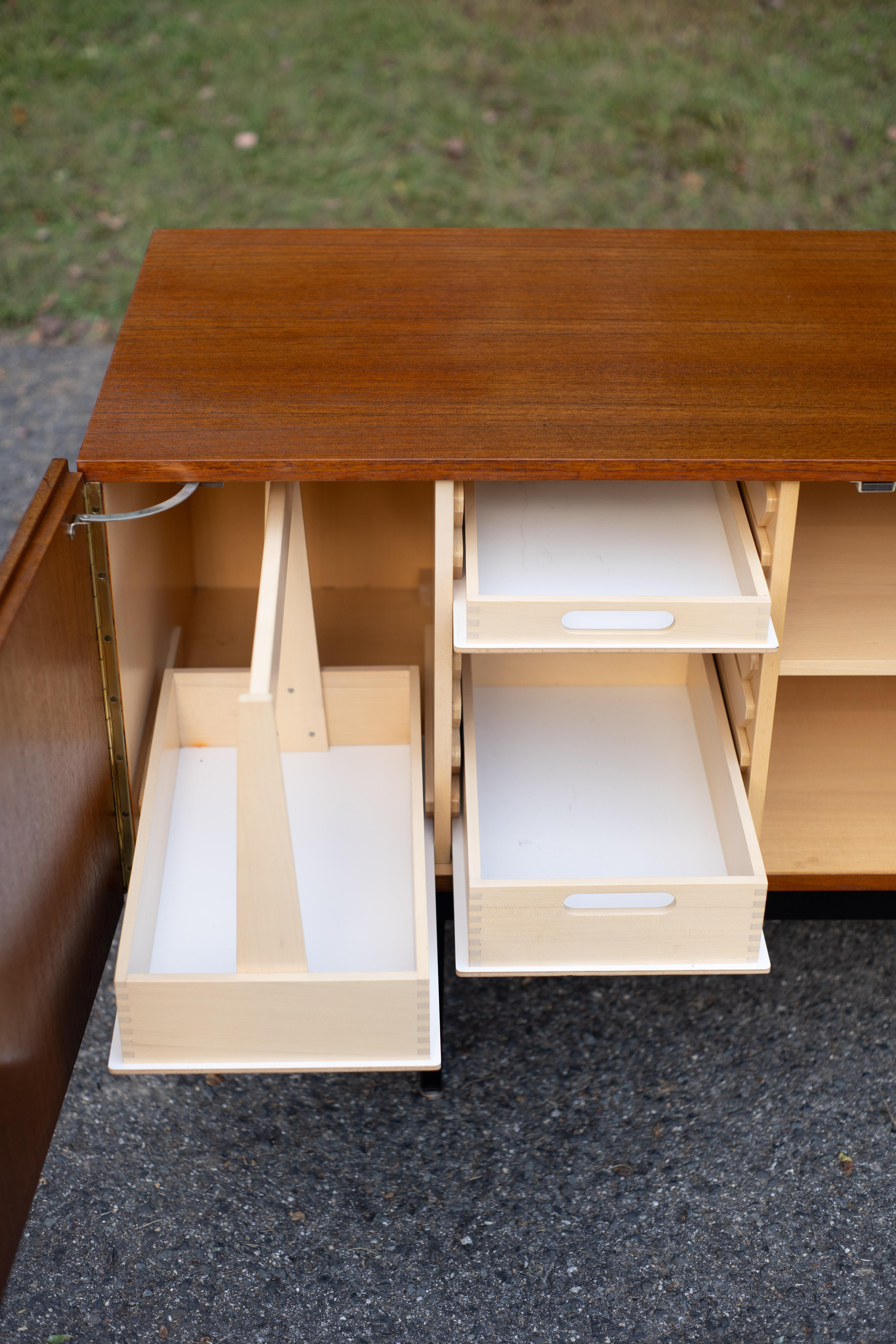 Restored Dieter Waeckerlin Behr Mobel Model B40 Steel & Teak Sideboard Cabinet For Sale 9