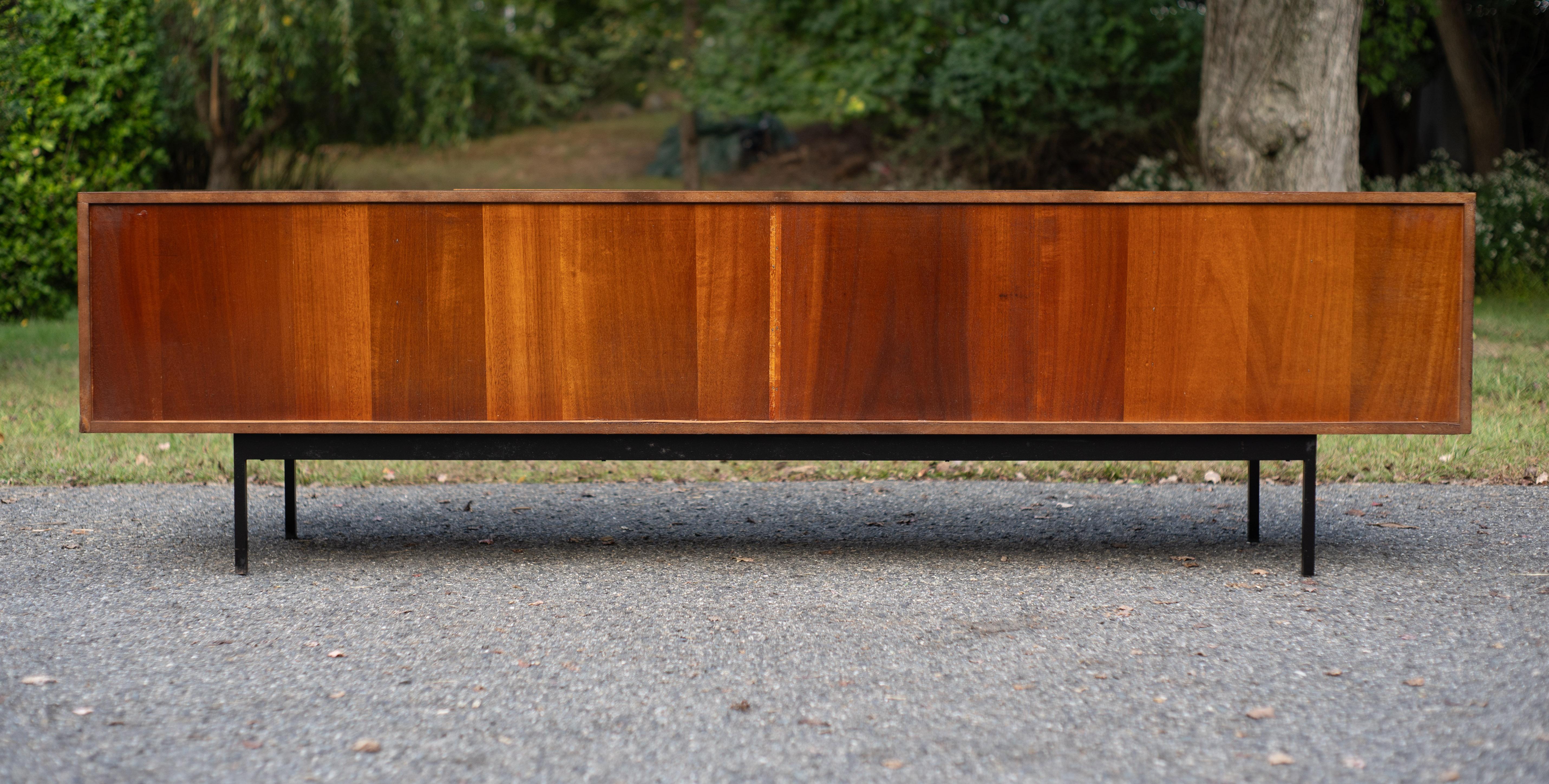 Restored Dieter Waeckerlin Behr Mobel Model B40 Steel & Teak Sideboard Cabinet For Sale 13