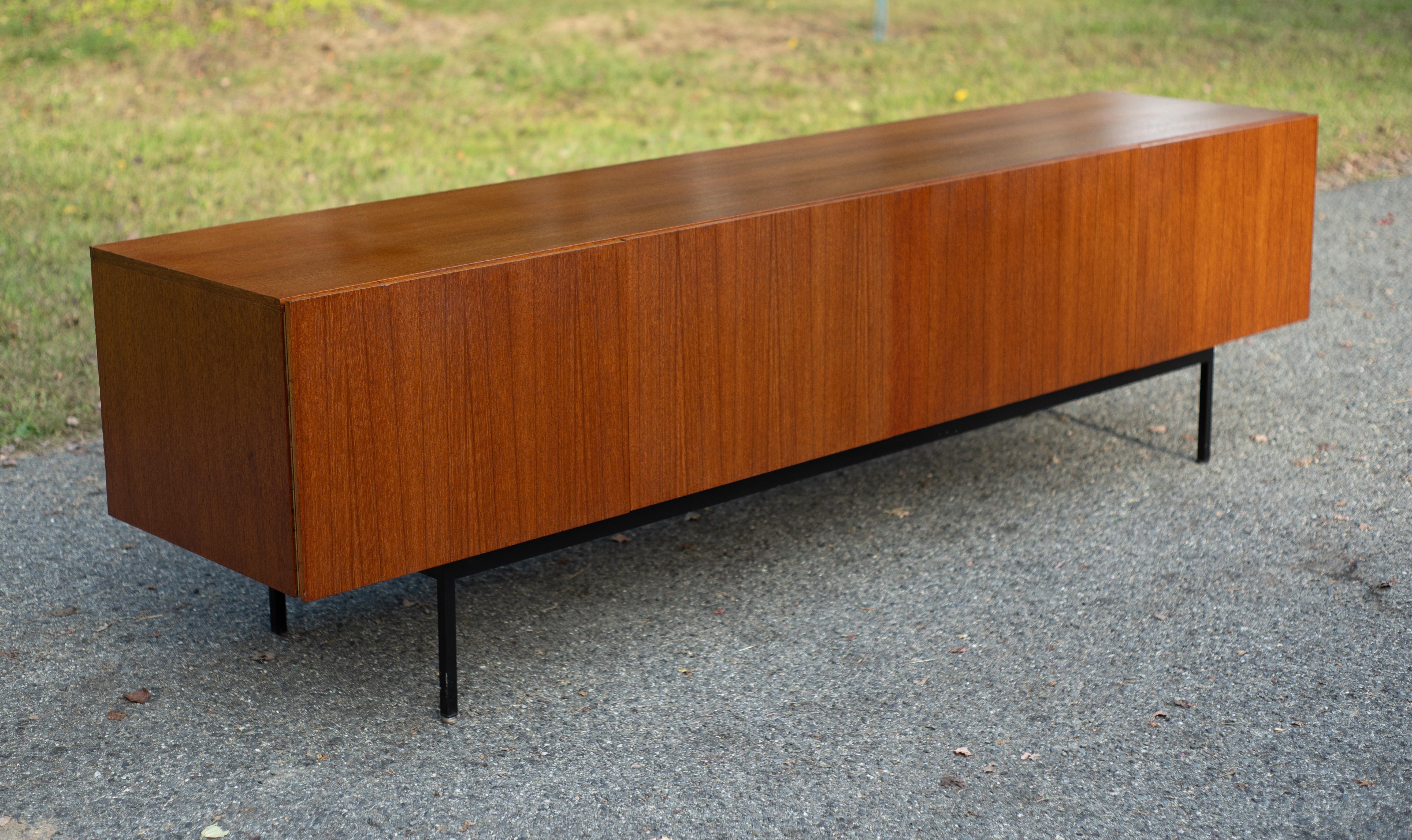 German Restored Dieter Waeckerlin Behr Mobel Model B40 Steel & Teak Sideboard Cabinet For Sale
