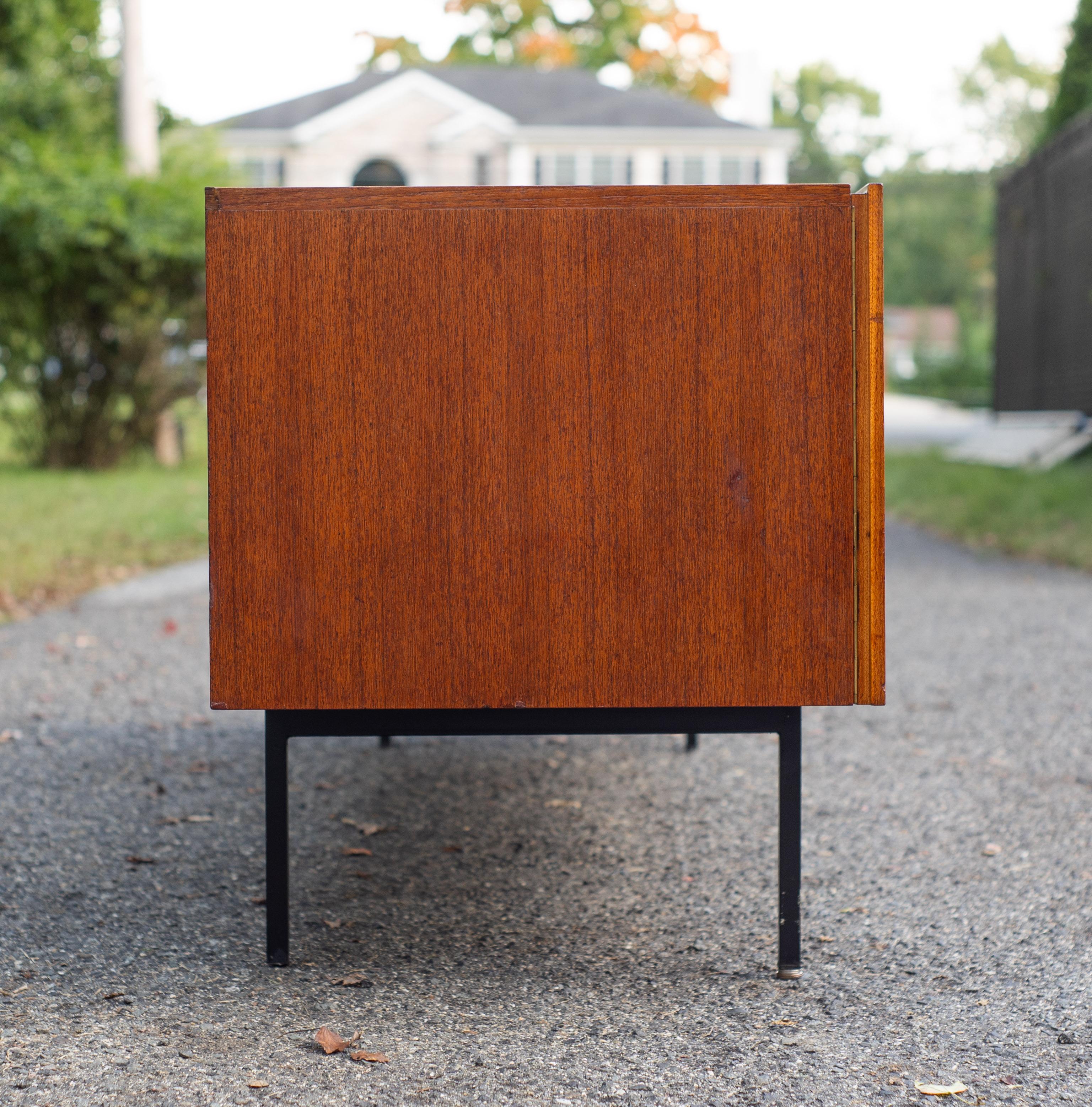 Restored Dieter Waeckerlin Behr Mobel Model B40 Steel & Teak Sideboard Cabinet For Sale 2