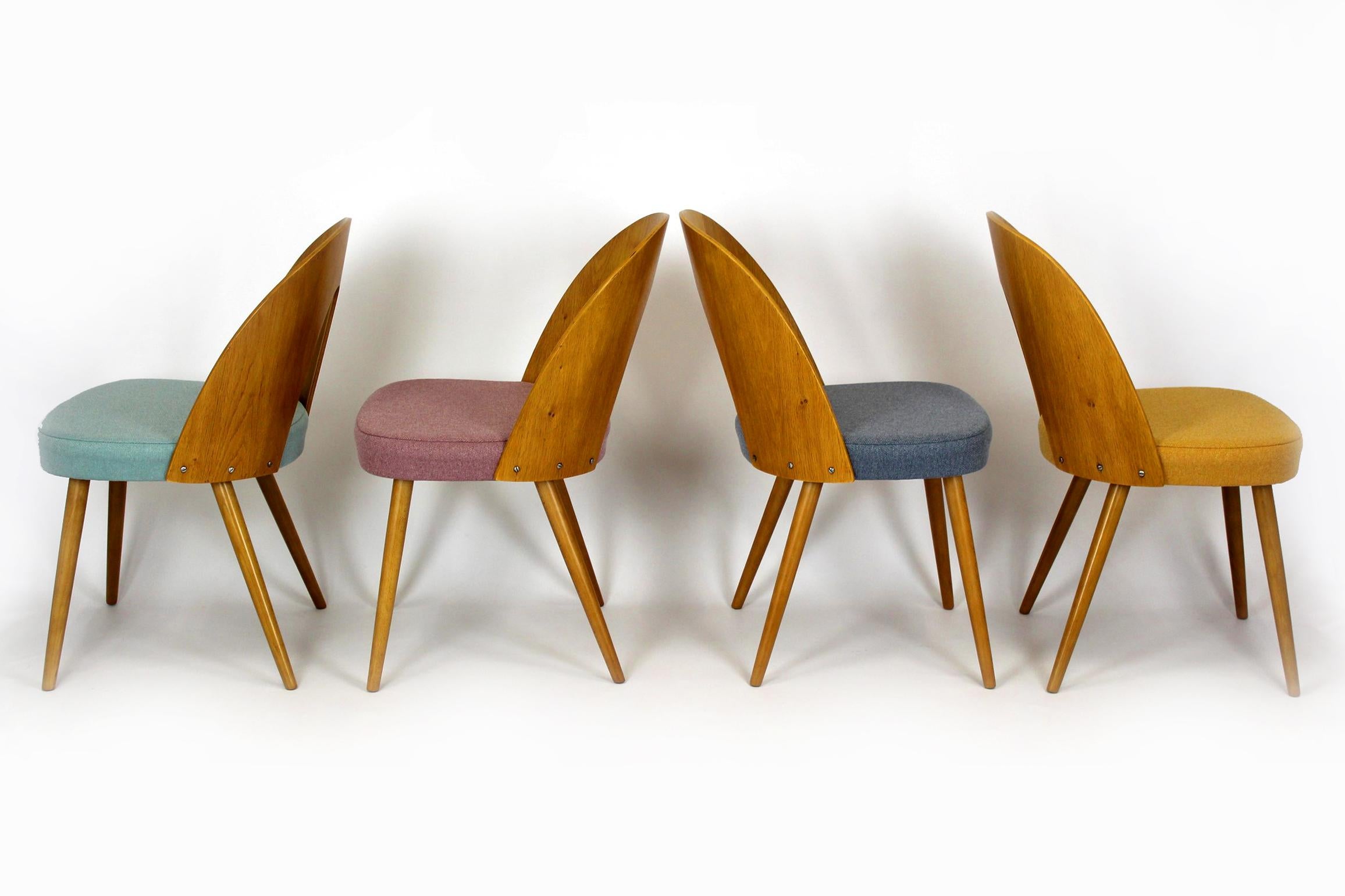 Chaises de salle à manger restaurées par Antonin Suman, années 1960, lot de 4 en vente 5