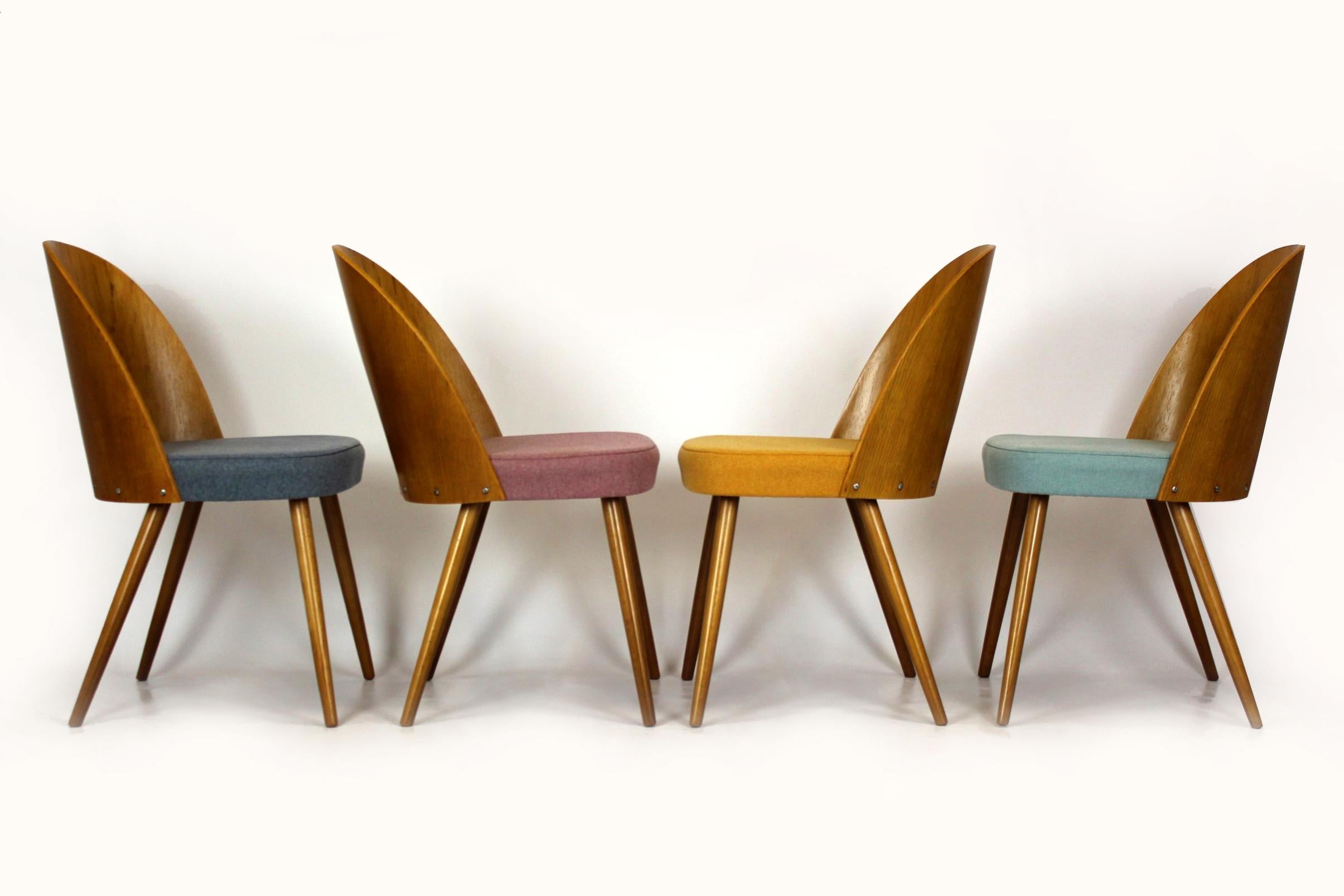 Restored Dining Chairs by Antonin Suman, 1960s, Set of 4 In Excellent Condition In Żory, PL