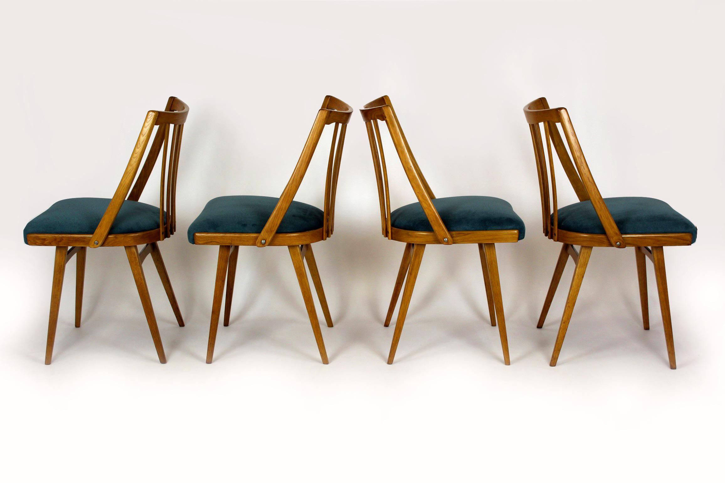 Restored Dining Chairs from Interier Praha, 1960s, Set of 4 For Sale 9