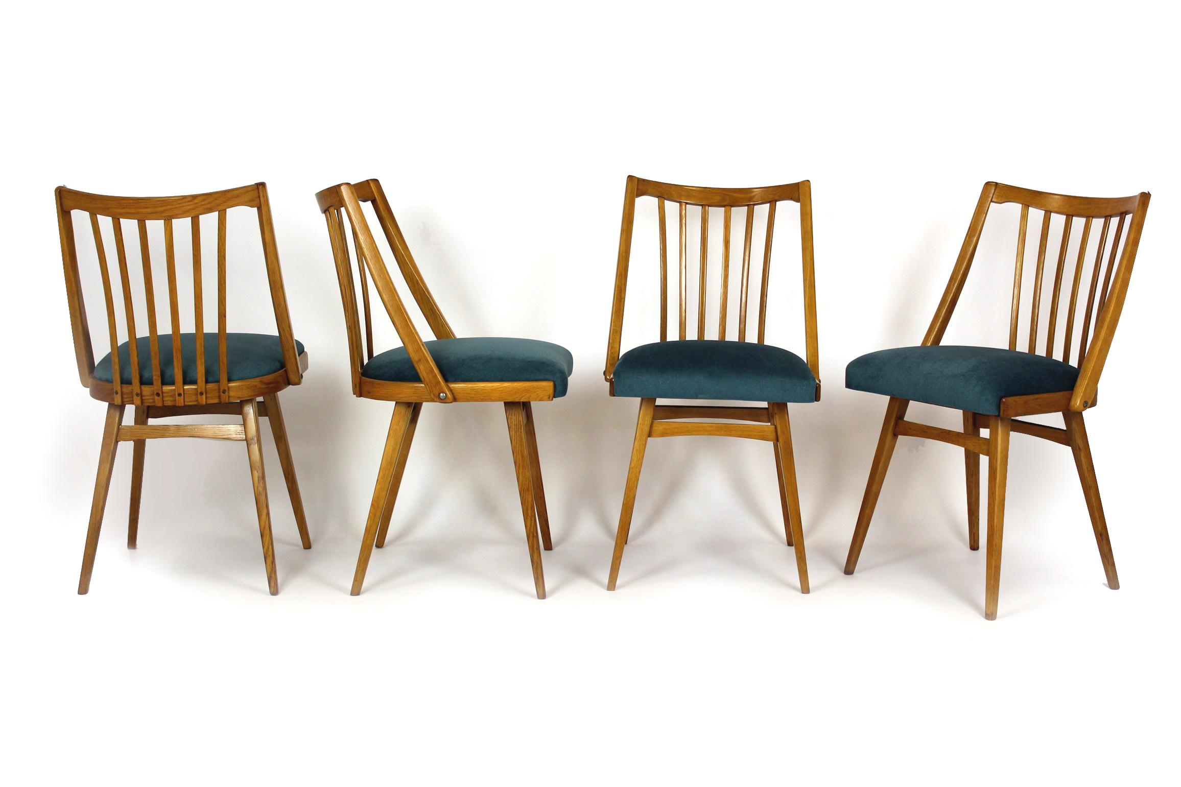 Wood Restored Dining Chairs from Interier Praha, 1960s, Set of 4 For Sale
