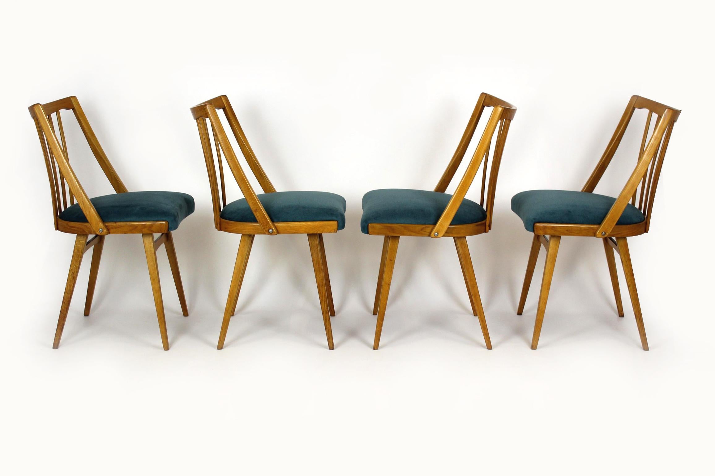 Restored Dining Chairs from Interier Praha, 1960s, Set of 4 For Sale 2