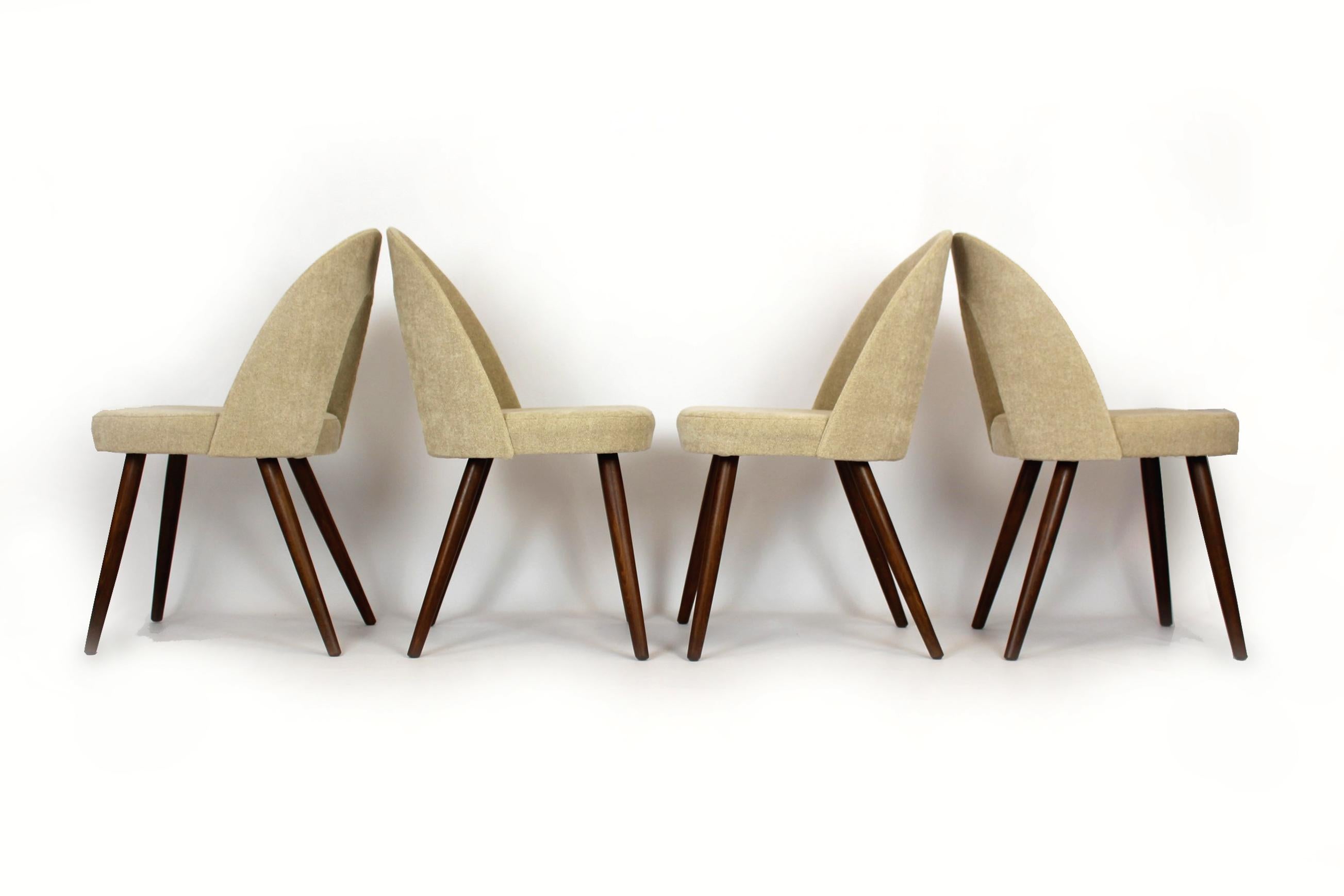 Restored Dining Chairs in Bouclé Upholstery by Antonin Suman, 1960s, Set of 4 3