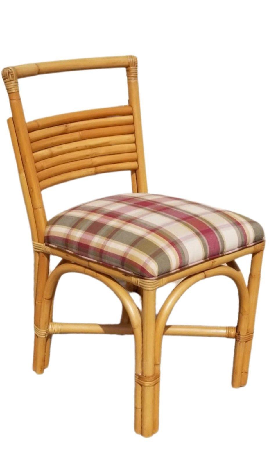 Restaurierte Rattan-Esszimmerstühle mit doppelter Bogenlehne und 7strängiger Rückenlehne, 6er-Set im Zustand „Hervorragend“ im Angebot in Van Nuys, CA