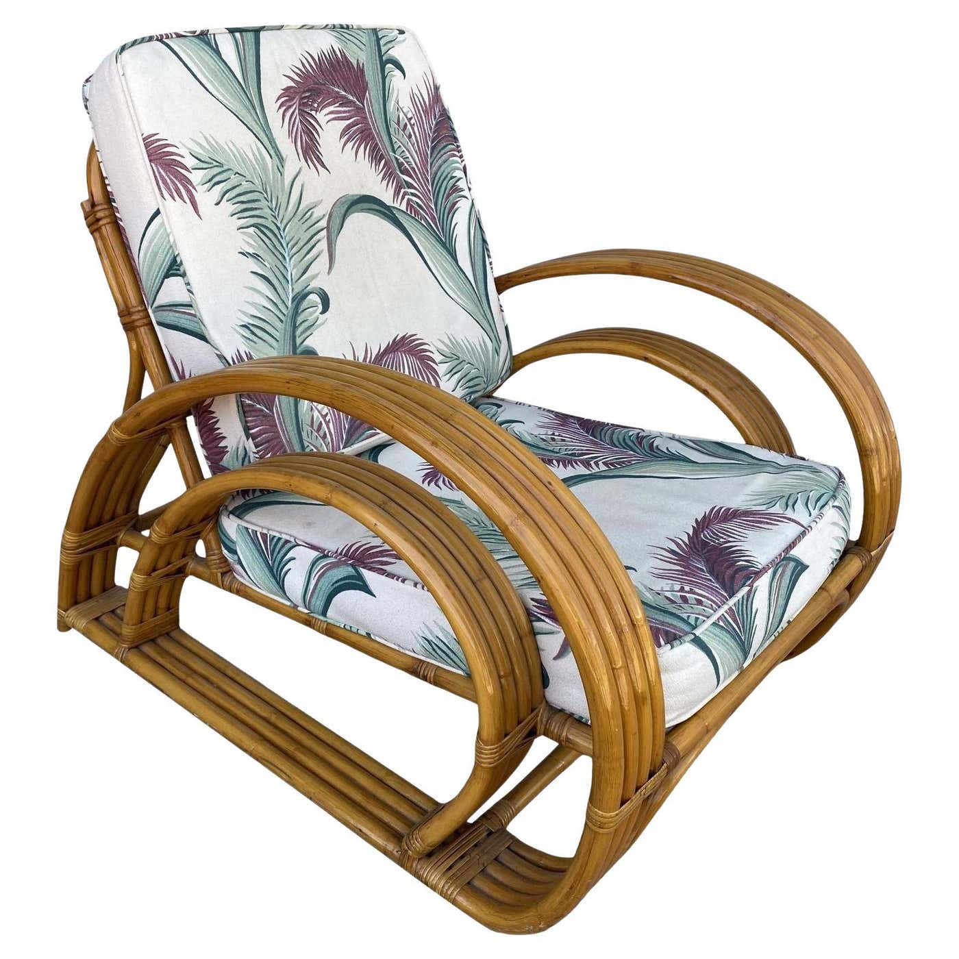 Restored Double Half Moon Rattan Four-Strand Lounge Chair For Sale at ...
