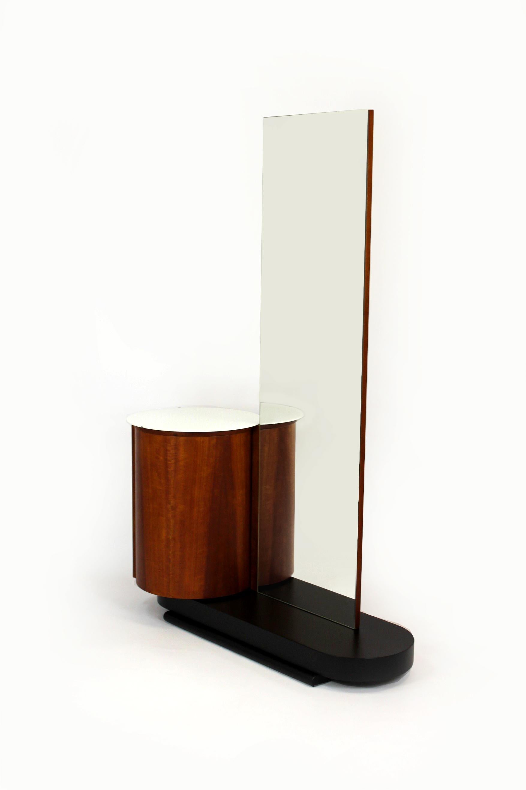 Glass Restored Dressing Table with Mirror by Jindrich Halabala for Up Zavody, 1940s For Sale