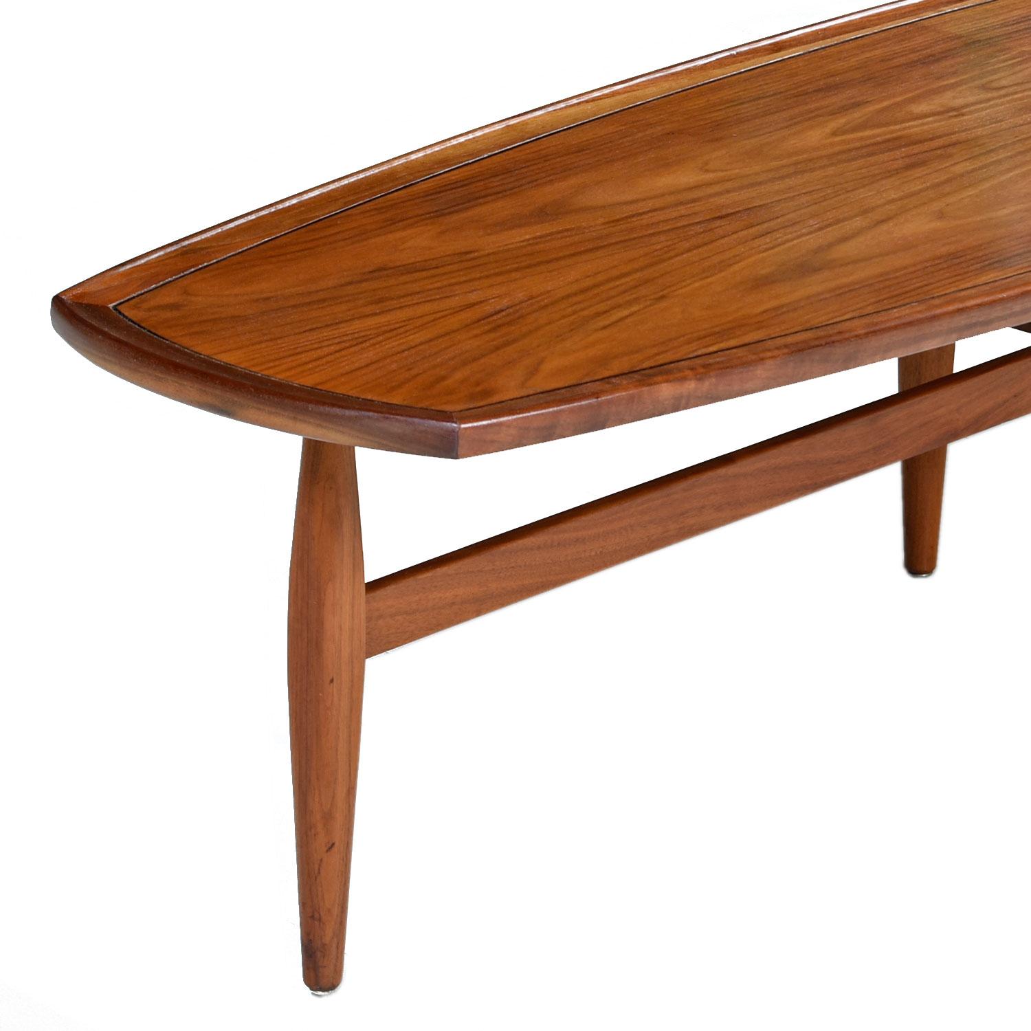 Mid-Century Modern Restored Drexel Declaration Walnut Surfboard Coffee Table