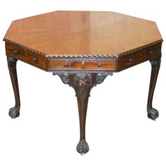Restored Druce & Co Victorian Georgian Occasional Library Table Lion Carvings