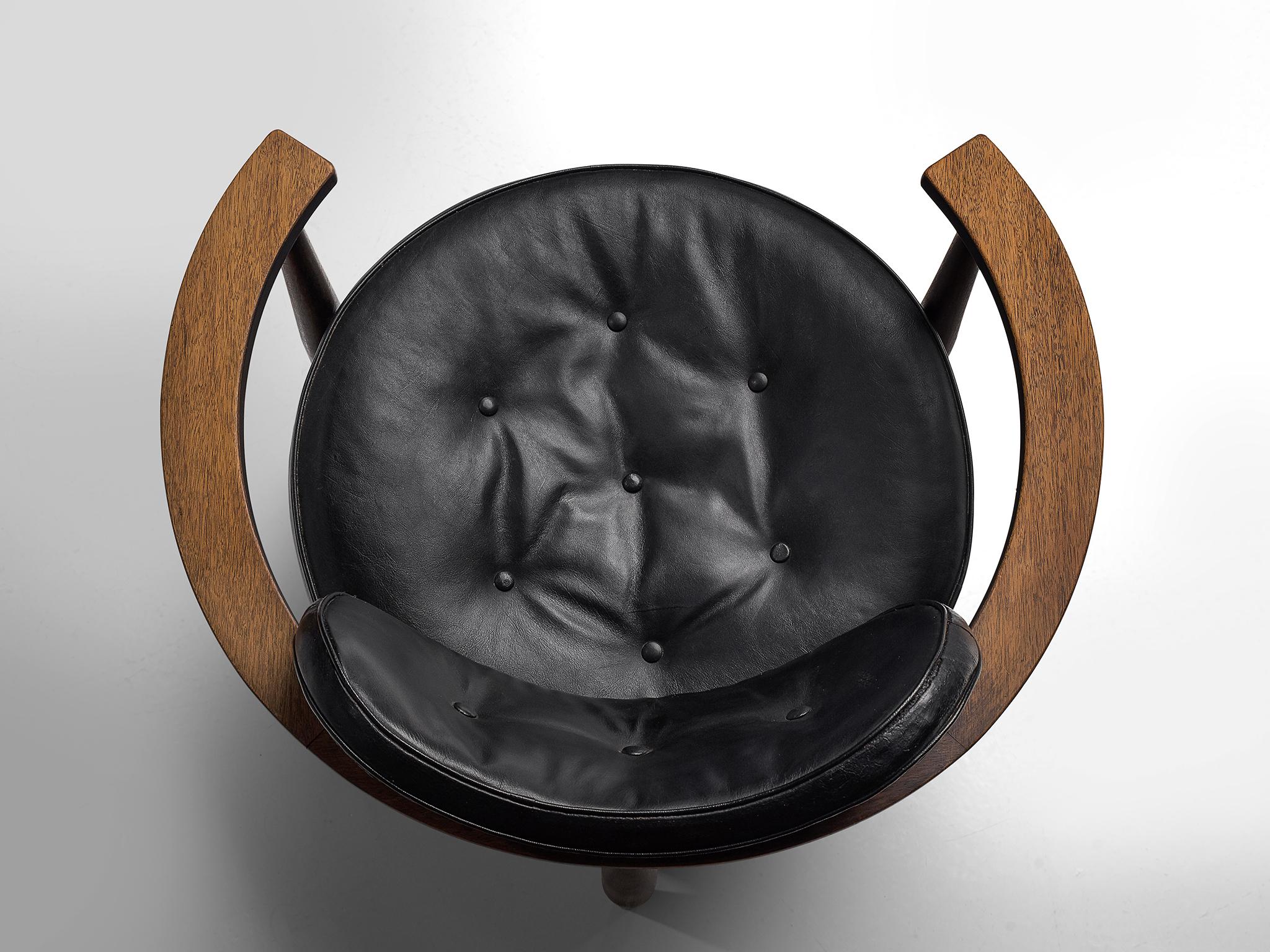 Dutch Lounge Chair in Black Leather 1