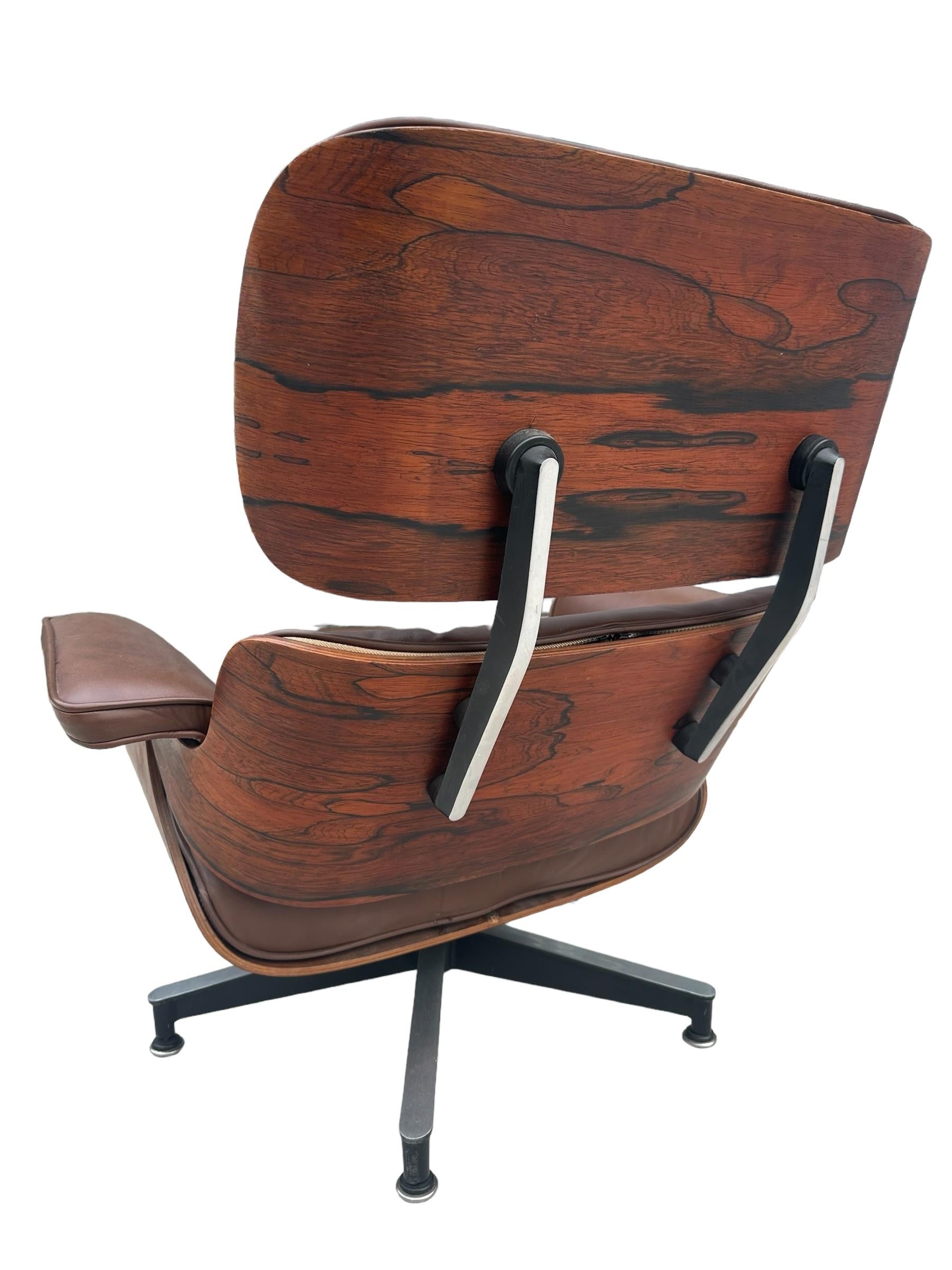 American Restored Eames Herman Miller Lounge Chair and Ottoman For Sale