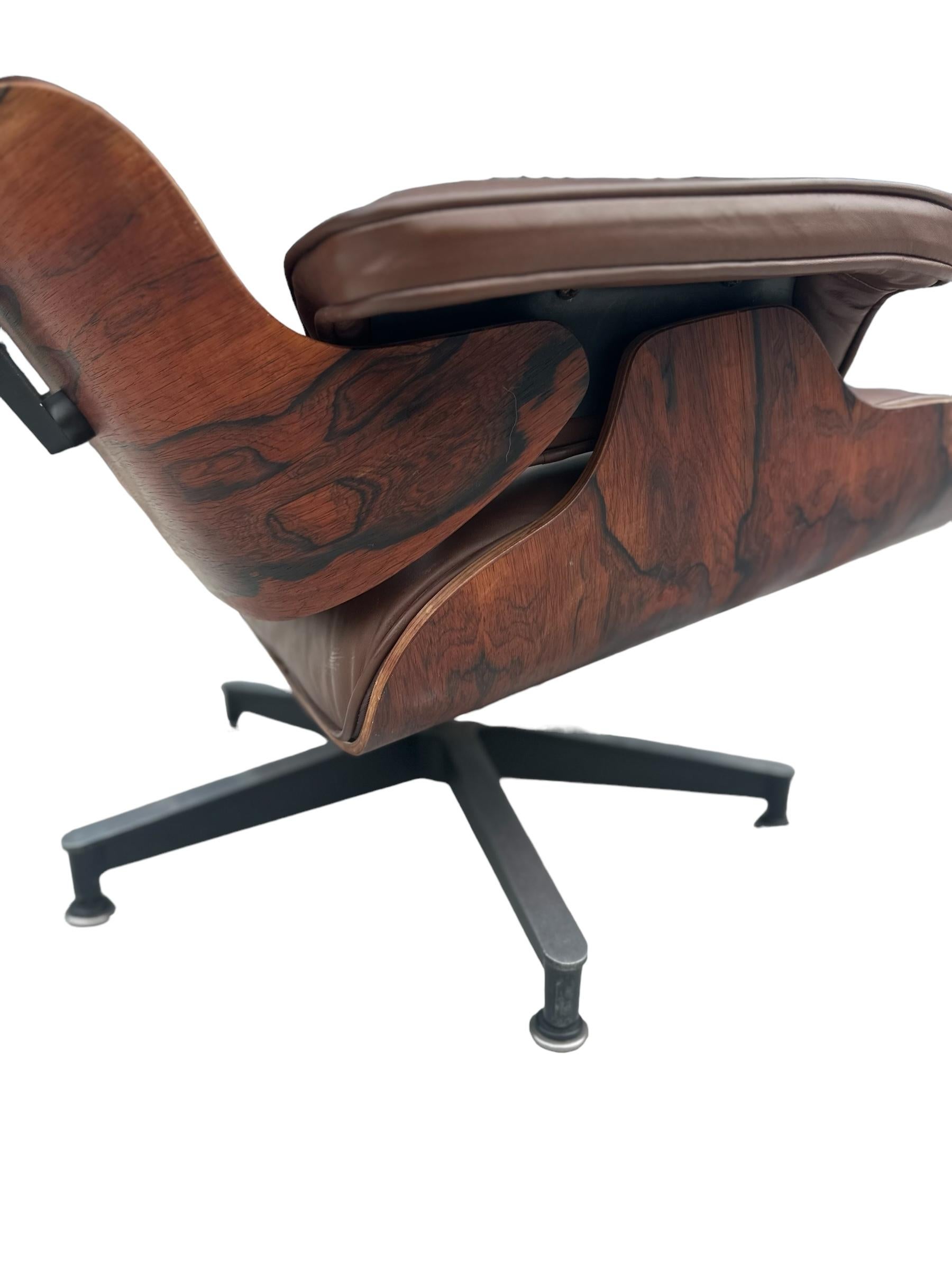 Metal Restored Eames Herman Miller Lounge Chair and Ottoman For Sale