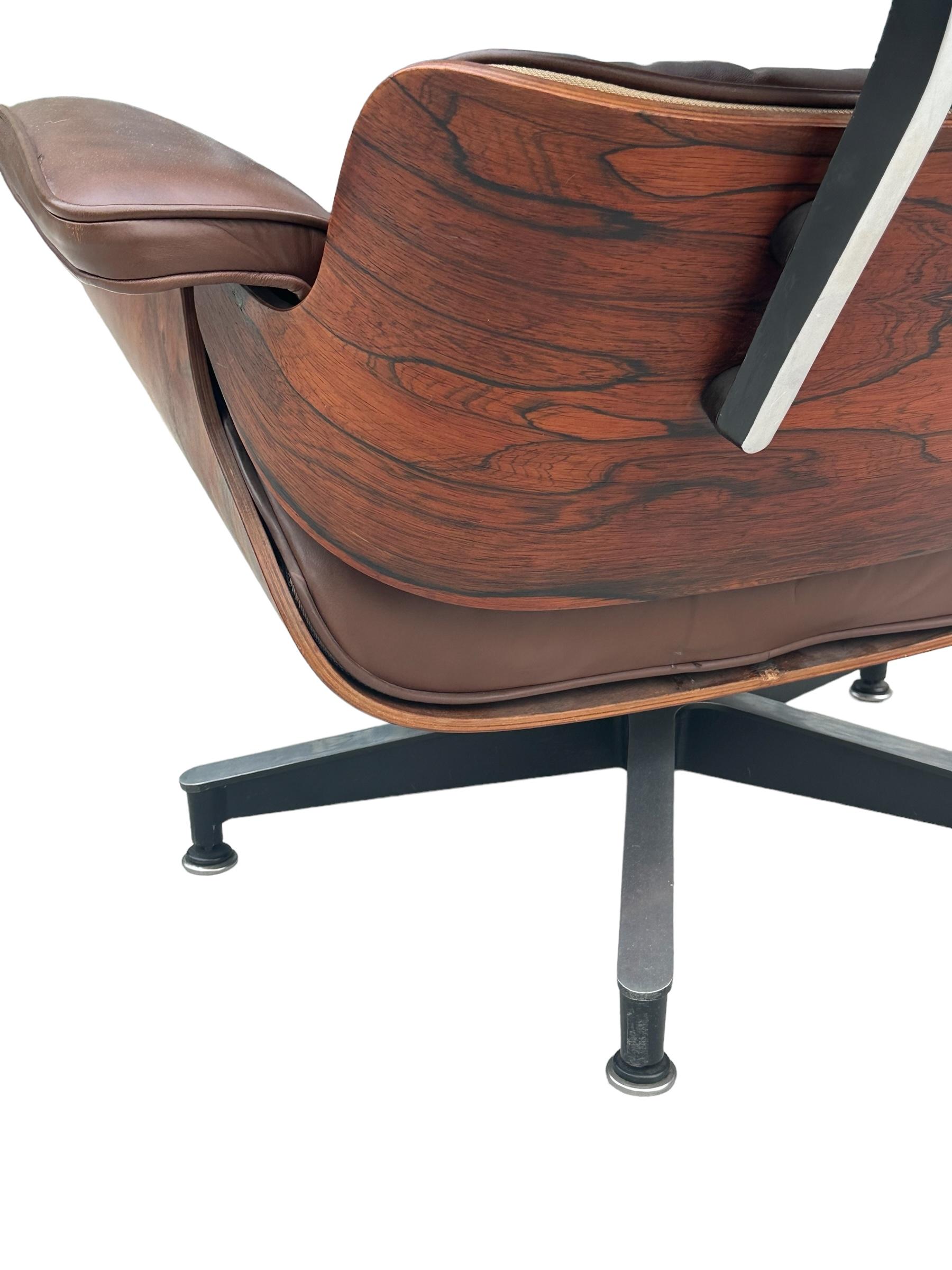 Restored Eames Herman Miller Lounge Chair and Ottoman For Sale 1