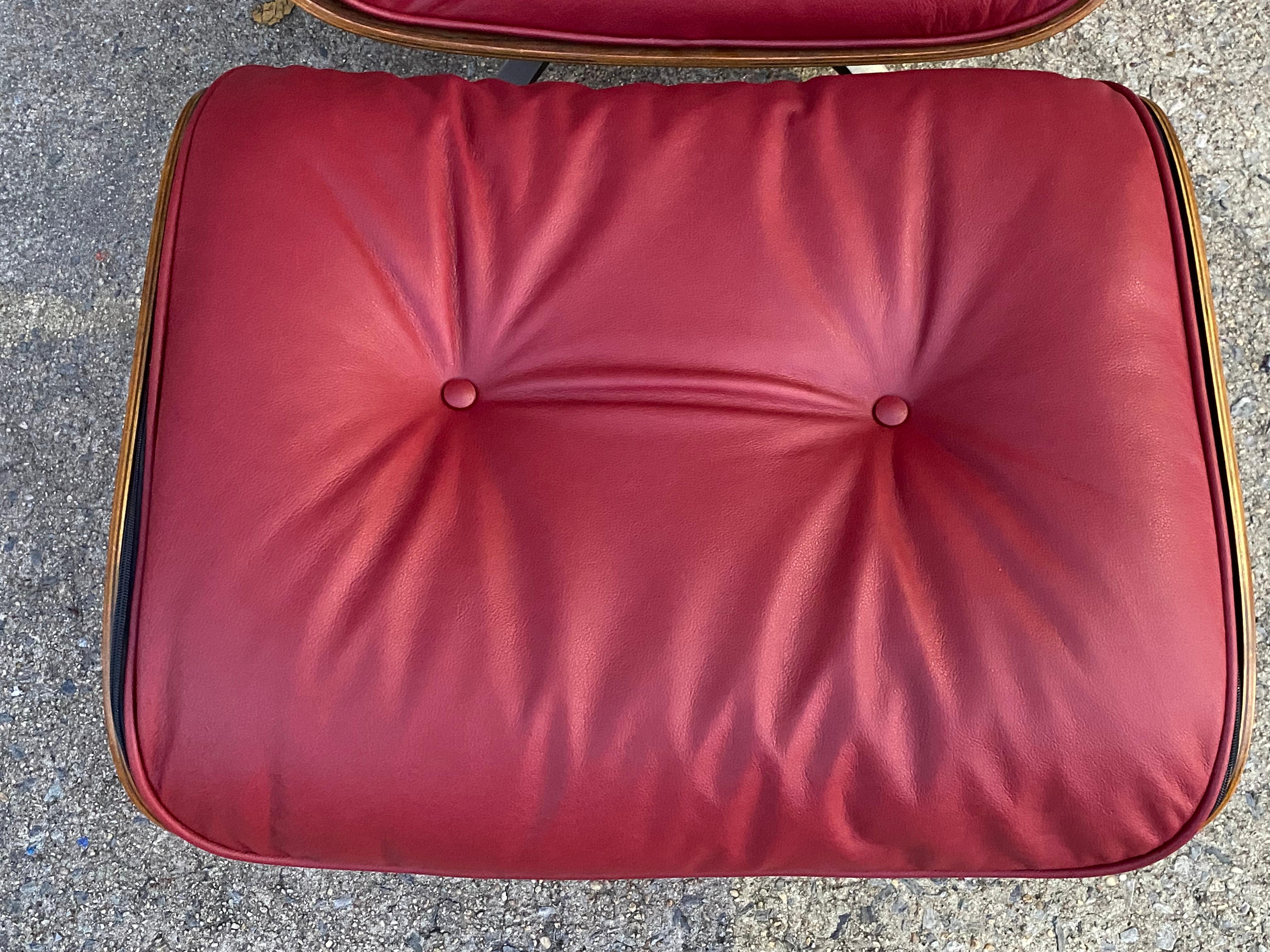 Restored Eames Lounge with New Leather in Chianti For Sale 2