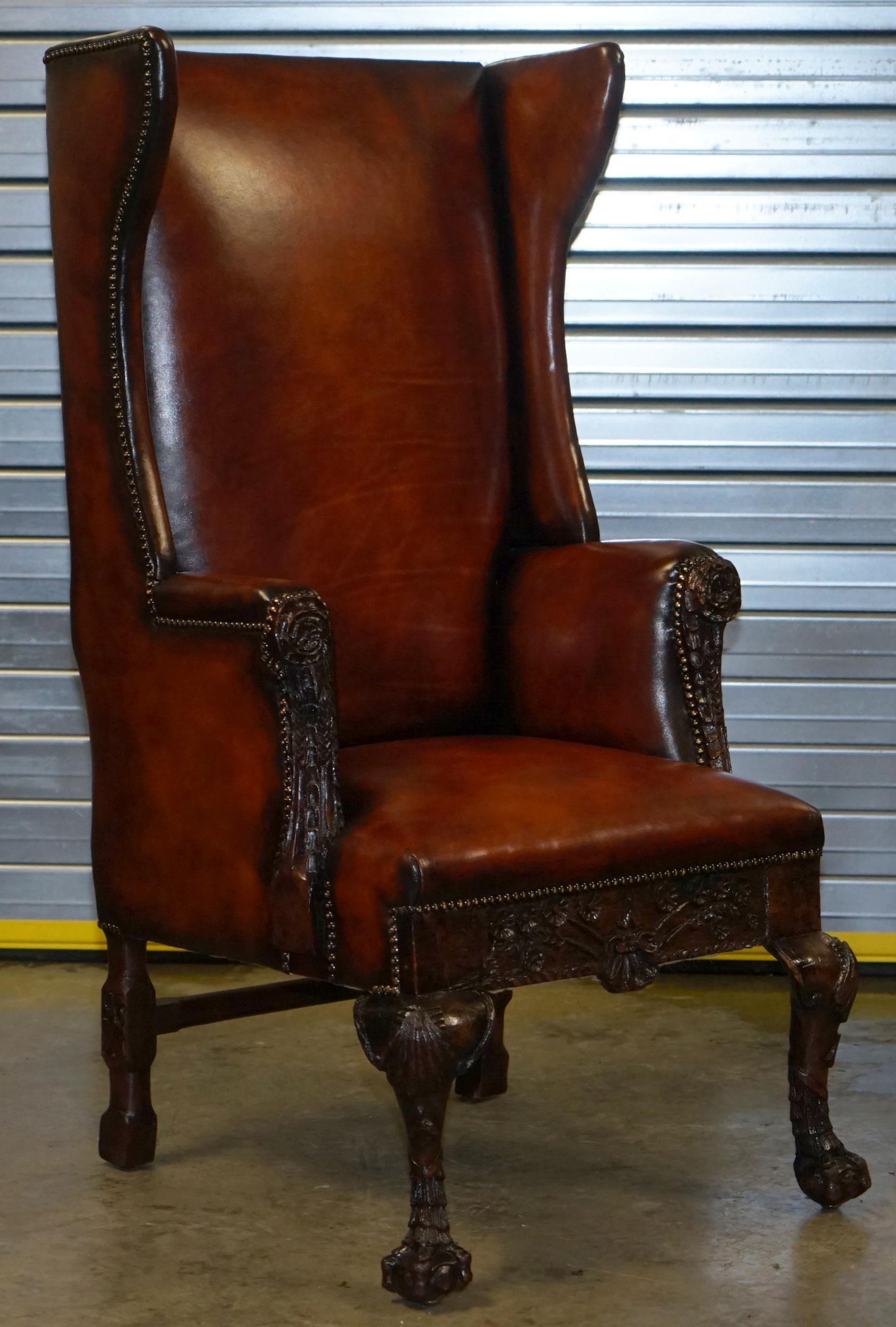 We are delighted to offer for sale this stunning very rare original George I early 18th century circa 1720 high back wing armchair fully restored 

This chair is exceptionally rare, it is nearly 300 years old from new, all the timber is hand