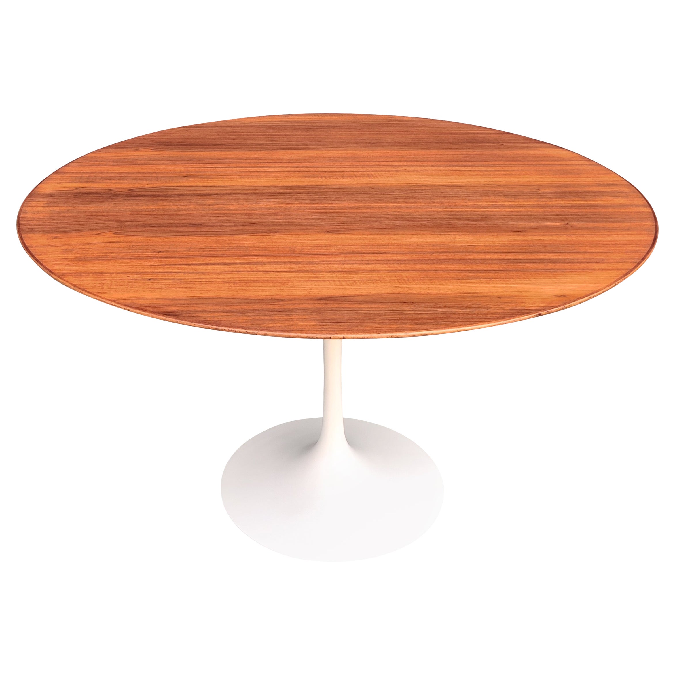 Restored Early Eero Saarinen Knoll Tulip Dining Table Teak Top Iron Base 48"