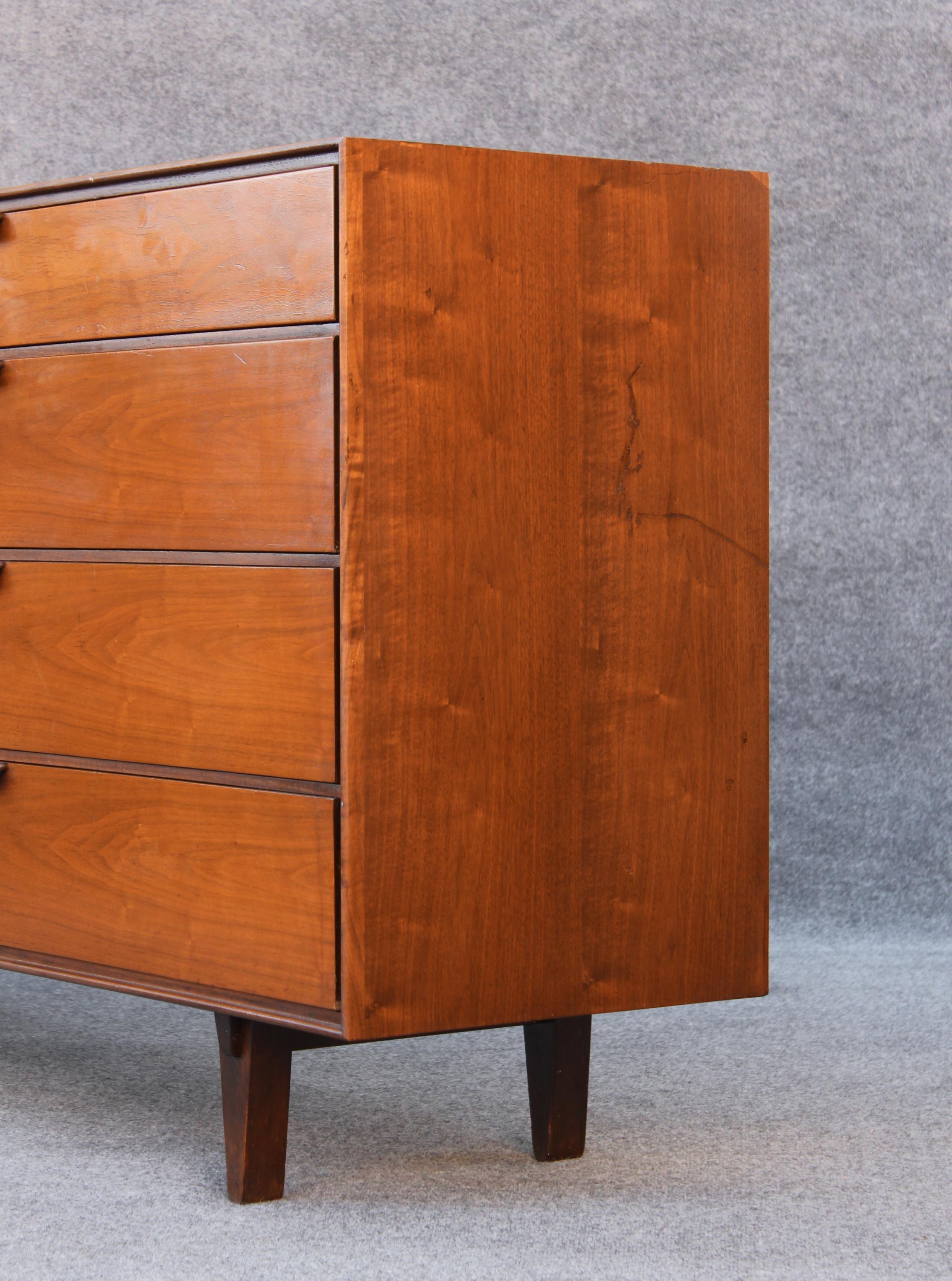 Restored Edward Wormley Dunbar Walnut & Leather 8-Drawer Dresser or Cabinet For Sale 8