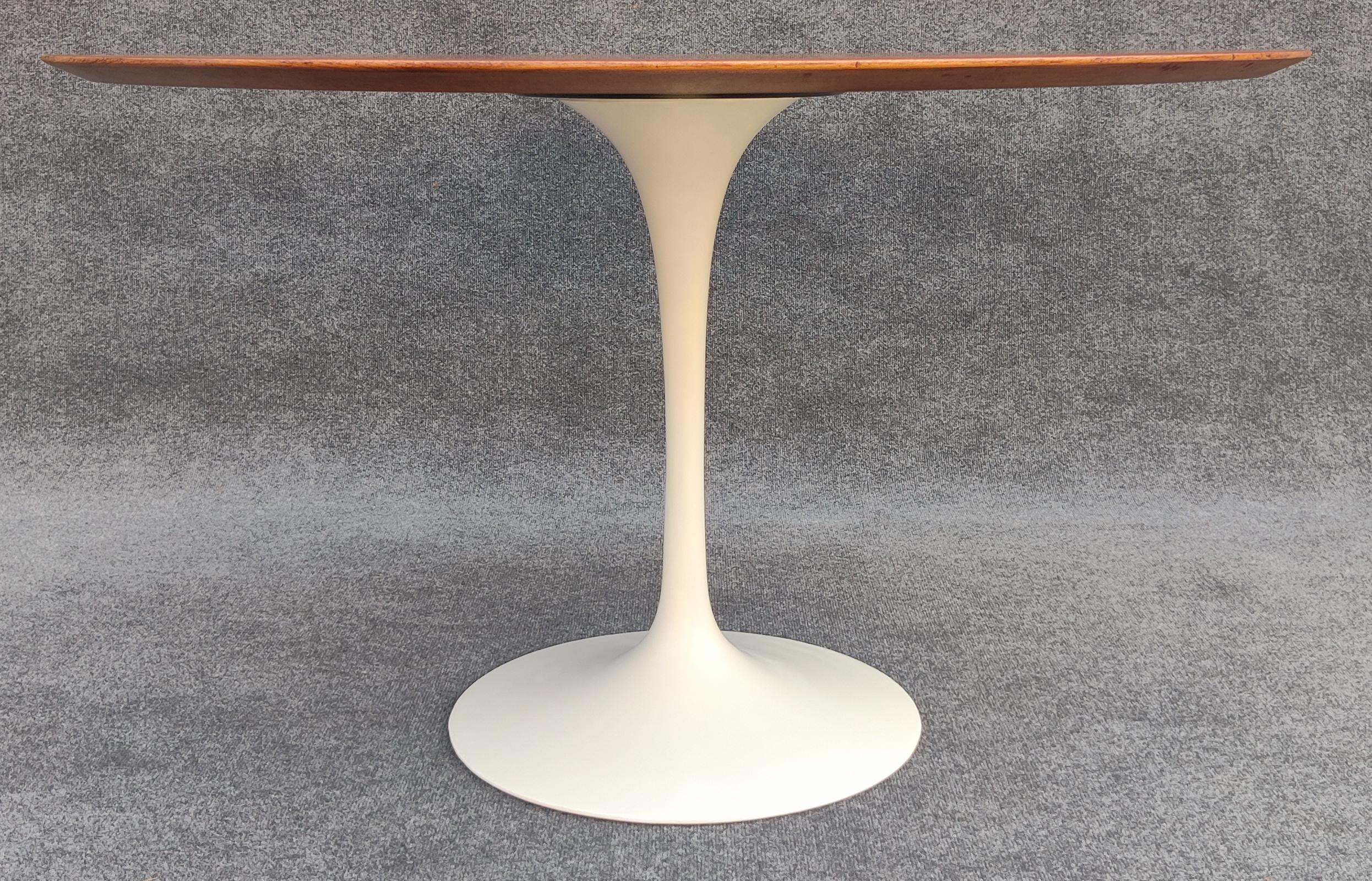 Restored Early Eero Saarinen Knoll Tulip Dining Table Teak Top Iron Base 48
