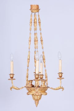 Restored Empire Chandelier, Gold Gilding, New Electrification, Austria, 1920s