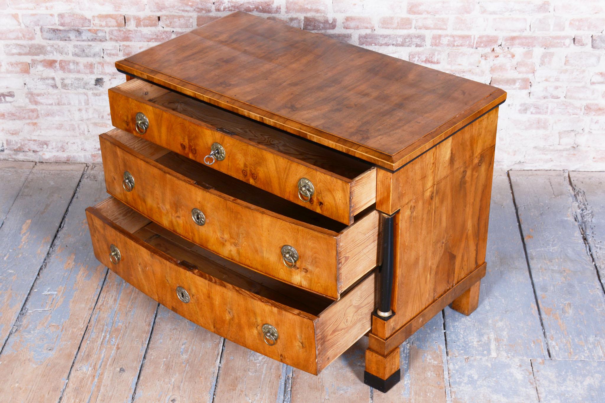Restored Empire Chest of Drawers, Walnut, Maple, Spruce, Austria, 1820s For Sale 9