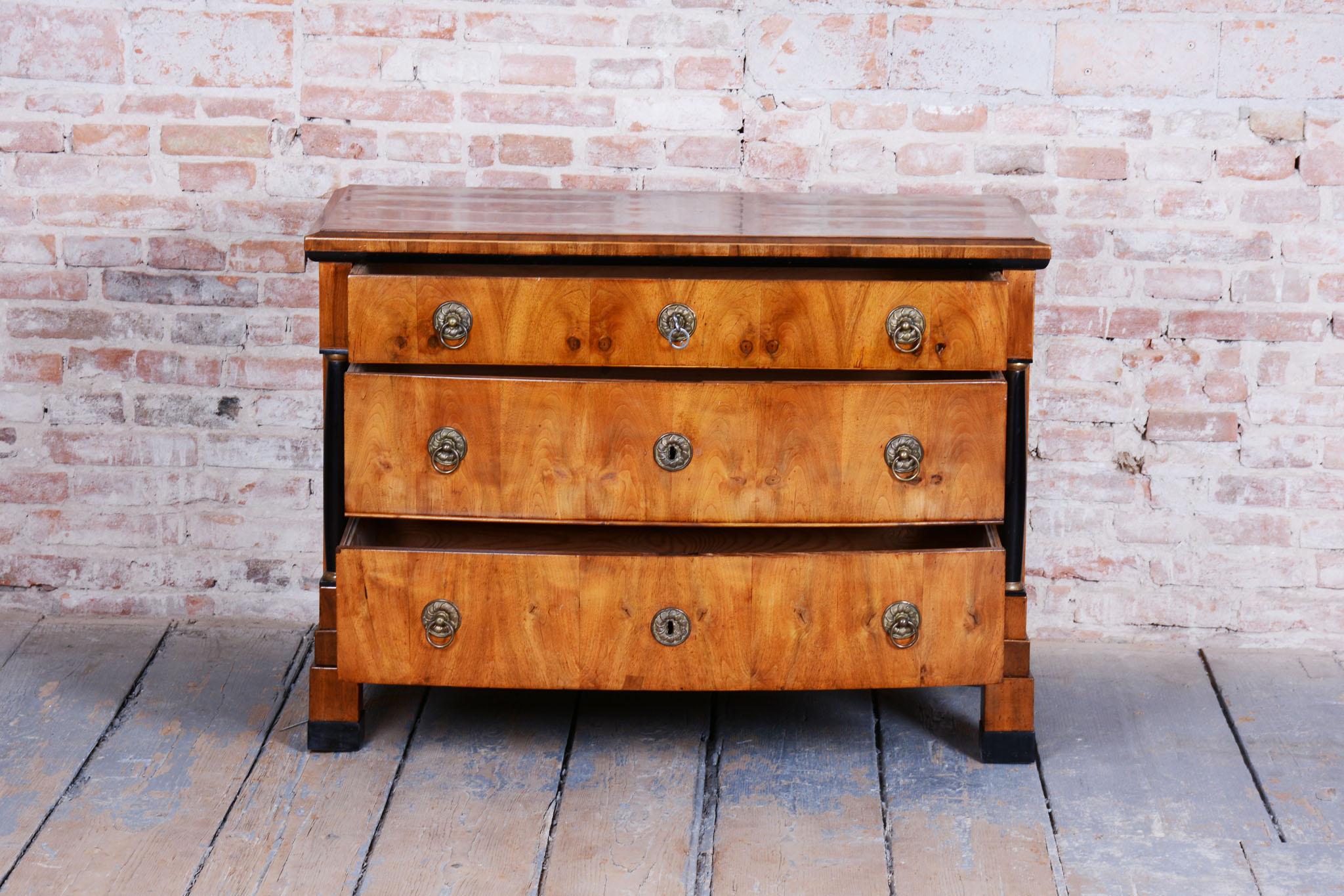 Restored Empire Chest of Drawers, Walnut, Maple, Spruce, Austria, 1820s In Good Condition For Sale In Brandys nad Labem, Středočeský kraj