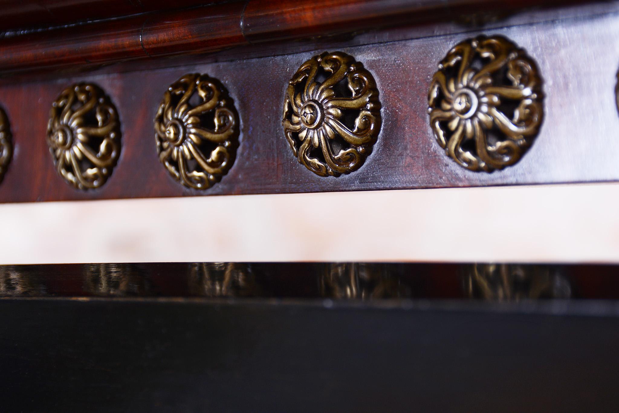 Espejo Vestidor Imperio Restaurado, Caoba, Latón, Hueso, Pulido, Francia, Siglo XIX en venta 7