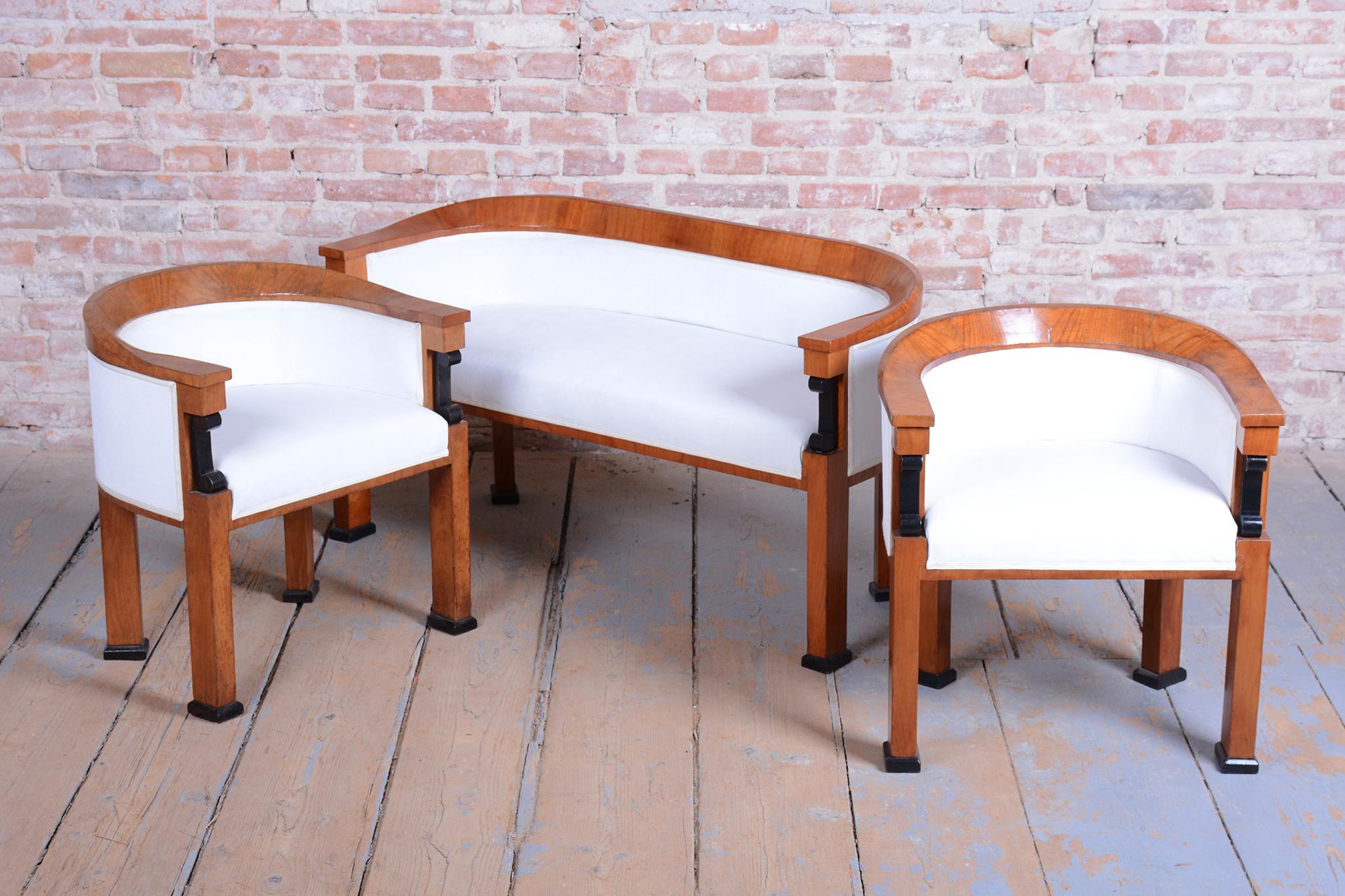 Ensemble de sièges Empire restauré, épicéa, bois de cerisier, polonais, Autriche, années 1850 Bon état - En vente à Brandys nad Labem, Středočeský kraj