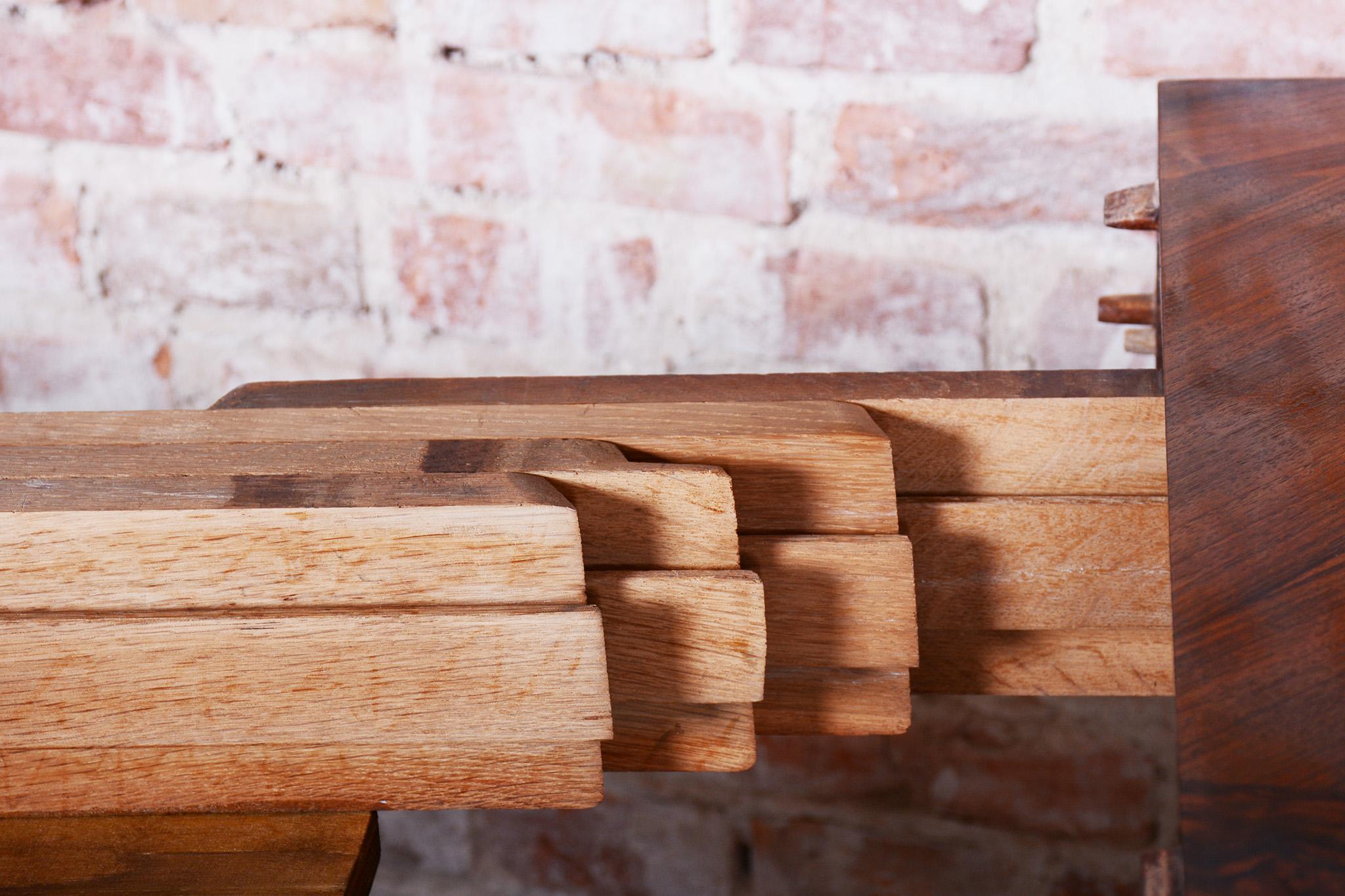 Restored Extendable Dining Table, by Halabala, UP Zavody, Walnut, Czech, 1930s For Sale 12