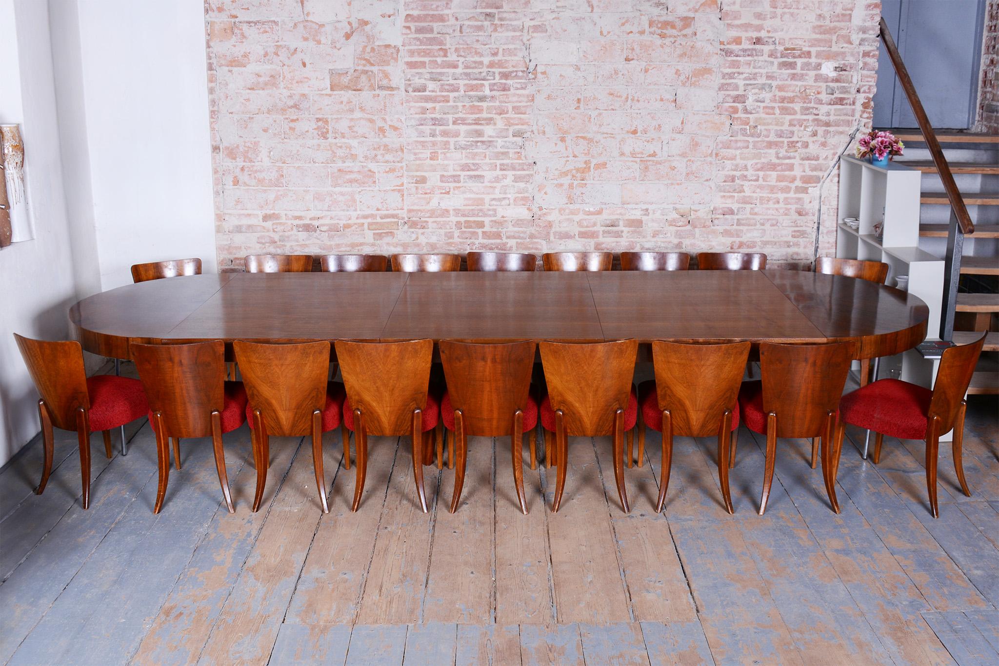 Bauhaus Restored Extendable Dining Table, by Halabala, UP Zavody, Walnut, Czech, 1930s For Sale
