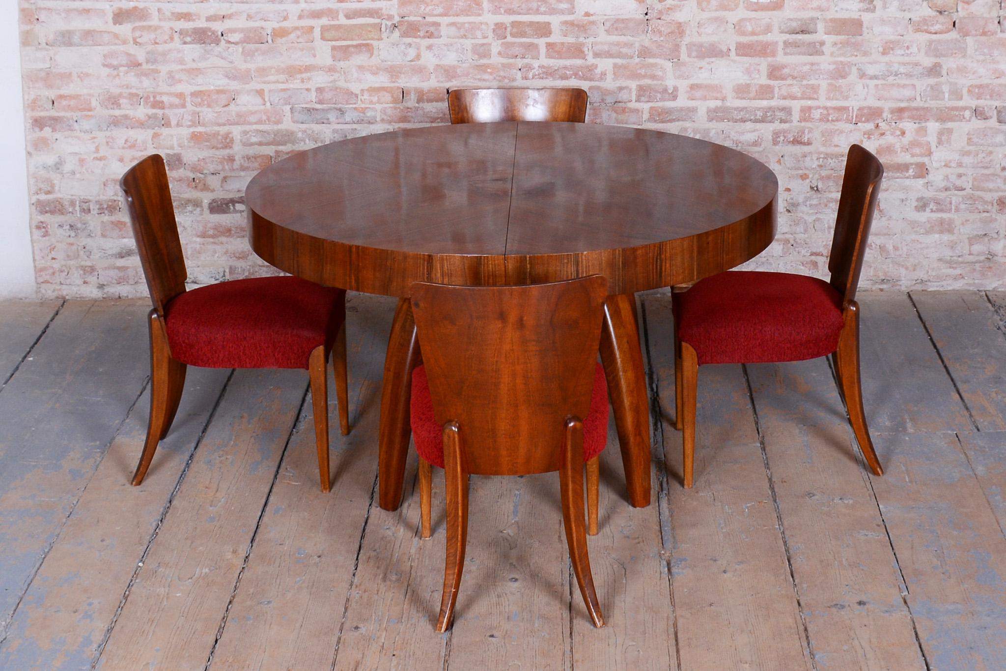 Restored Extendable Dining Table, by Halabala, UP Zavody, Walnut, Czech, 1930s For Sale 3