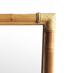 Restored Extra Large Single-Strand Rattan Mirror with Fancy Wrappings