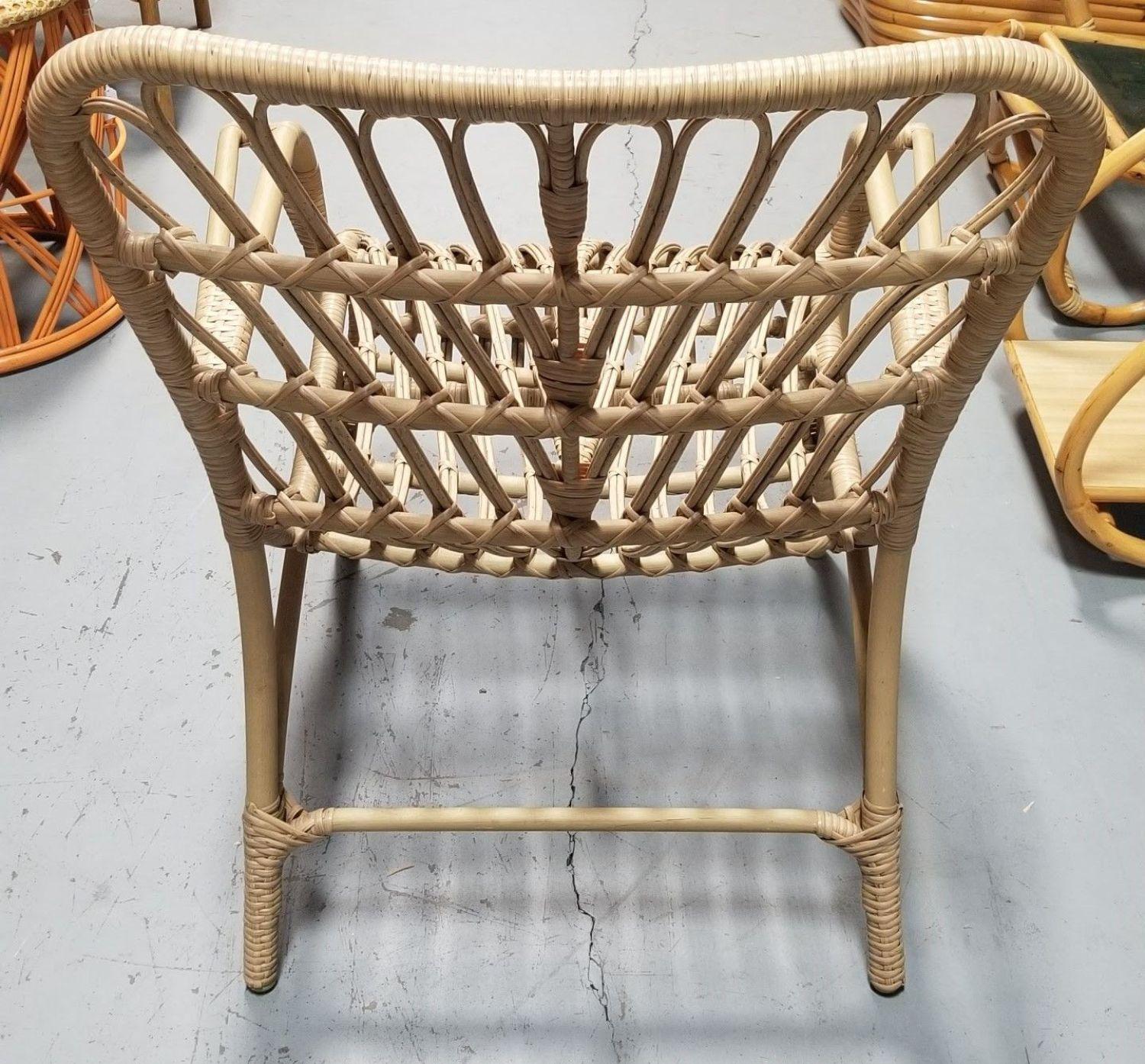 Restored Faux Rattan Outdoor Lounge Chair Pair in the style of Franco Albini 2